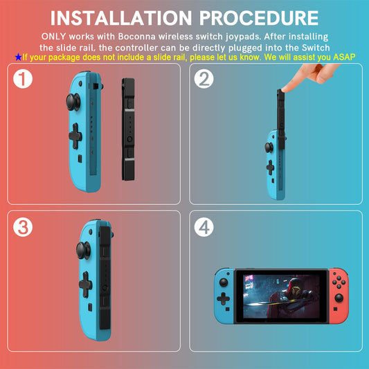 Boconna Wireless Switch Controllers - Compatible with Switch/OLED/Lite, Supports Wake-up and 6-Axis Gyro with Wrist Straps (Blue