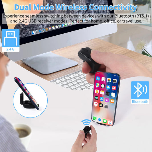 elec Space Mini Bluetooth Wireless Mouse - Rechargeable, Dual Mode Touchpad, Black