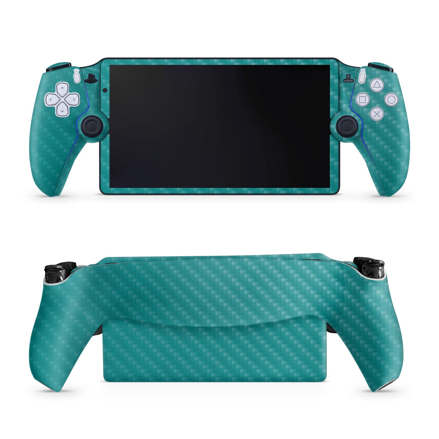 Carbon Fiber Gaming Skin Compatible with PS5 Portal Remote Player - Solid Teal - fine 3M Vinyl Protective Wrap Decal Cover - Easy to Apply | Crafted in The USA by MightySkins