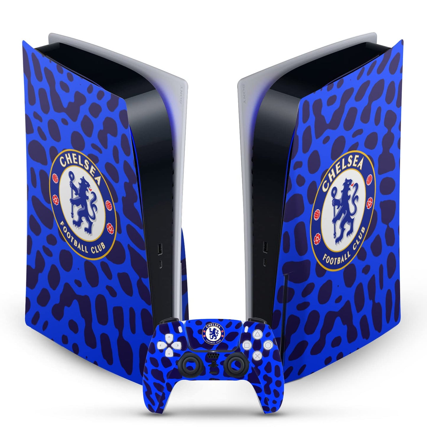 Head Case Designs Officially Licensed Chelsea Football Club Animal Print Art Vinyl Faceplate Gaming Skin Decal Compatible With Sony PlayStation 5 PS5 Disc Edition Console & DualSense Controller