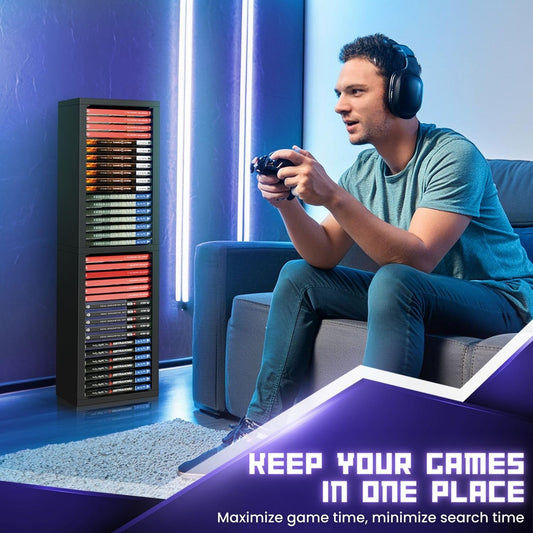 TNP Universal Video Game Storage Tower - Holds 36 Discs, Black Organizer for PS5, PS4, Xbox Series S/X, Nintendo Switch