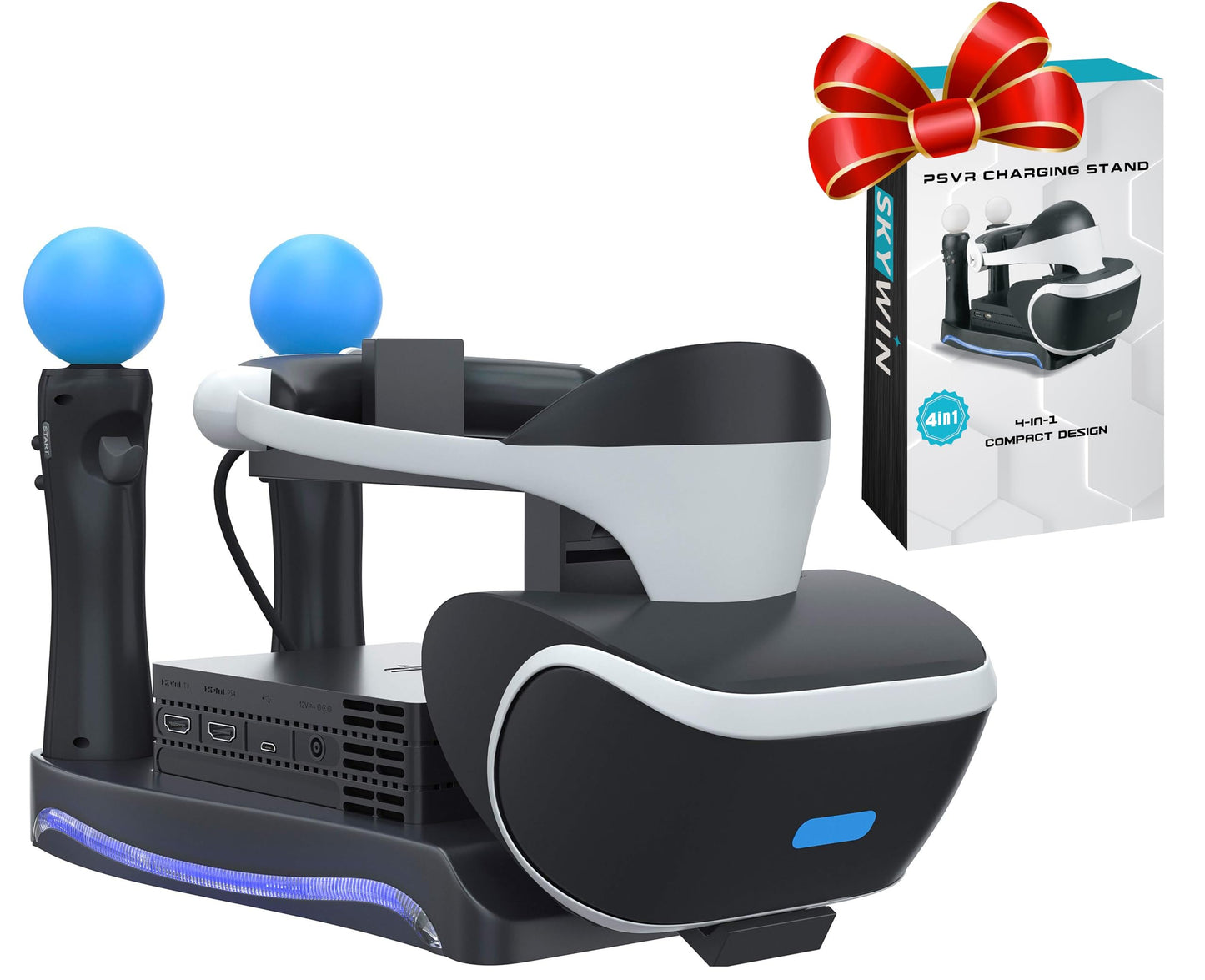 Skywin PSVR Stand - Charge Showcase and Display Your PS VR Headset and Processor - Compatible with Playstation PSVR - Showcase and Move Controller Charging Station
