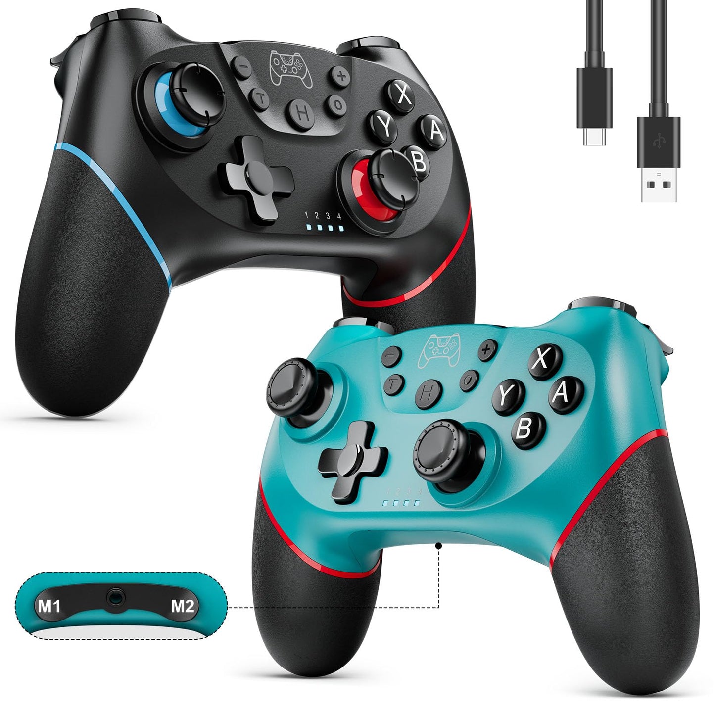 Diswoe Switch Controllers 2 Pack Wireless Pro Controller for Switch 2/Lite/OLED with Mappable Buttons Hall Effect Gaming Controller for PC/Android with Motion Control/Vibration/Turbo/Wake Up