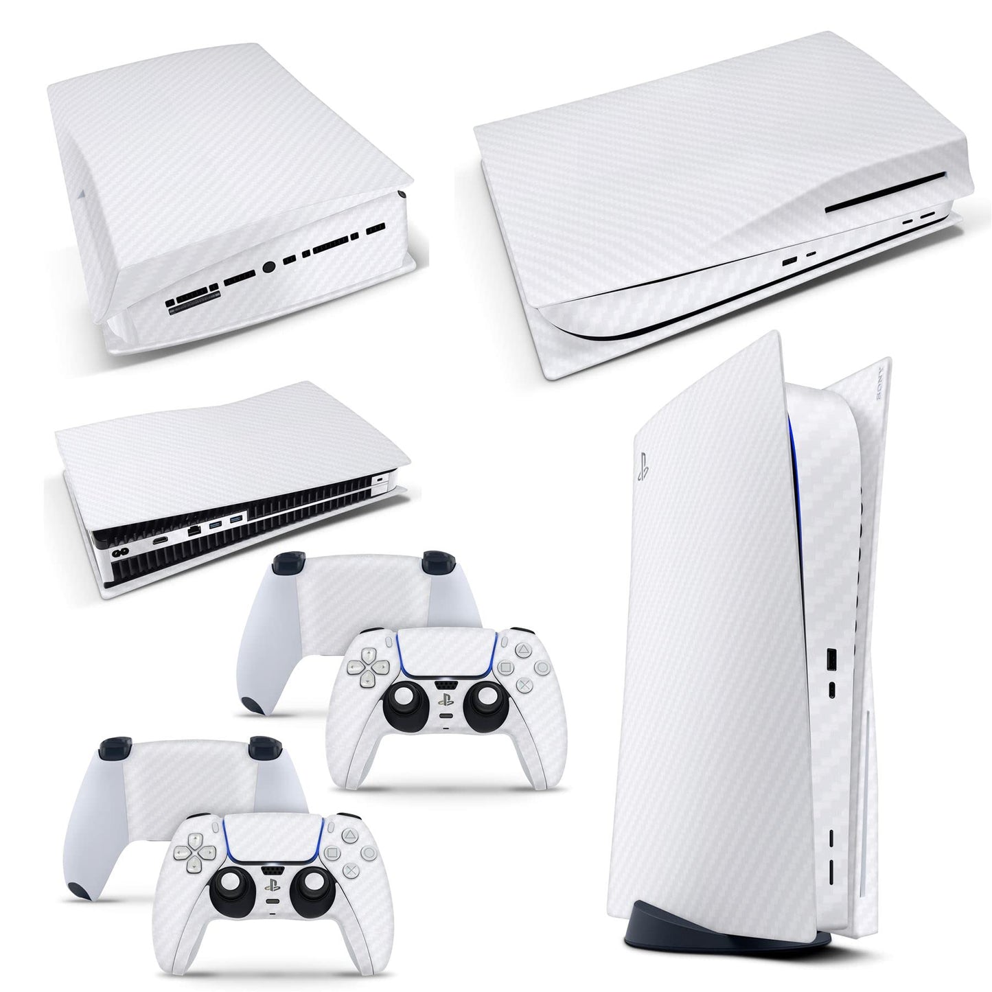 giZmoZ n gadgetZ GNG PS5 Digital Console Carbon White Skin Decal Vinal Sticker + 2 Controller Skins Set