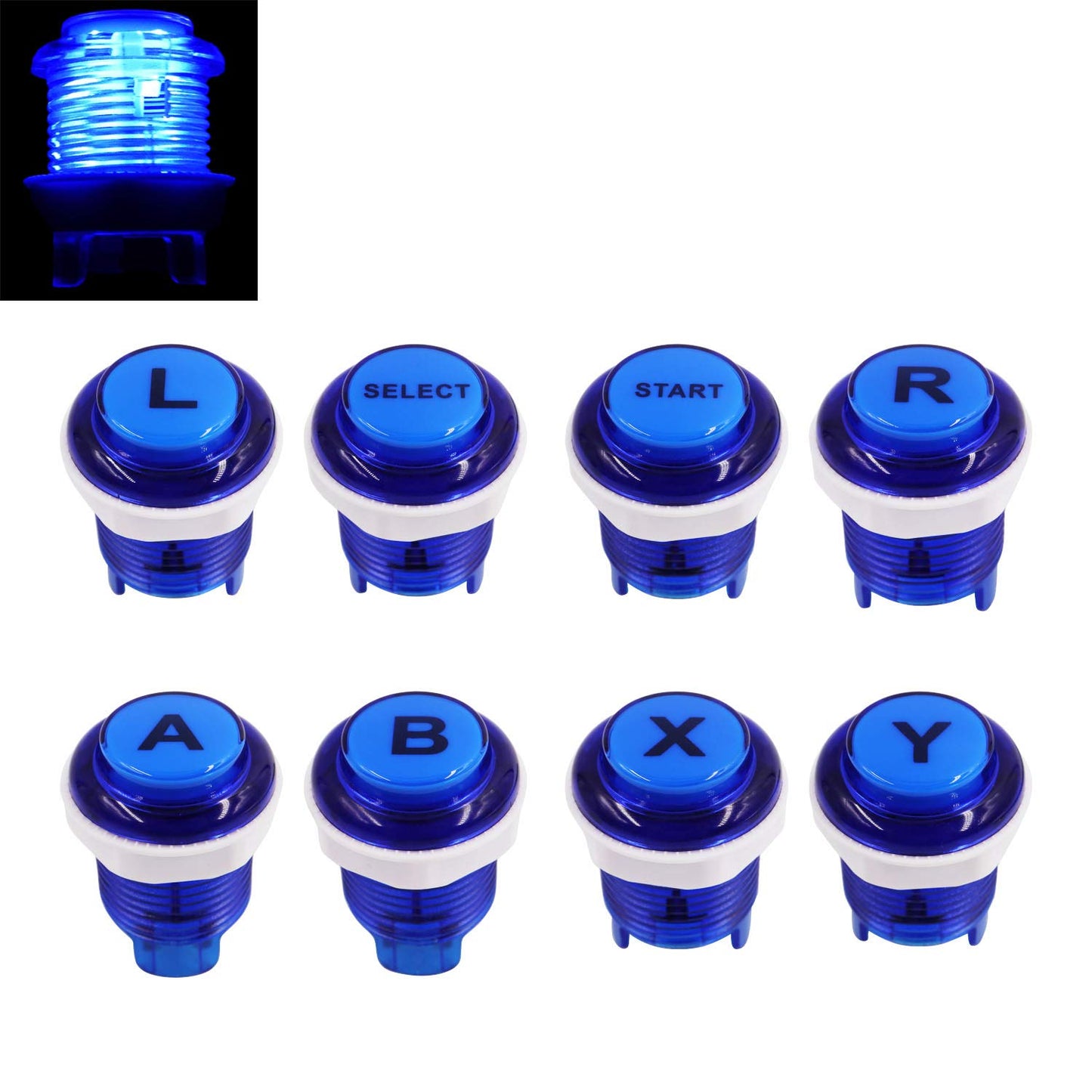 SJ@JX 8 PCS Arcade Game LED Push Buttons with Cherry MX Mechanical Keyboard Microswitch Logo X Y Start Select for PC MAME Raspberry Pi Blue