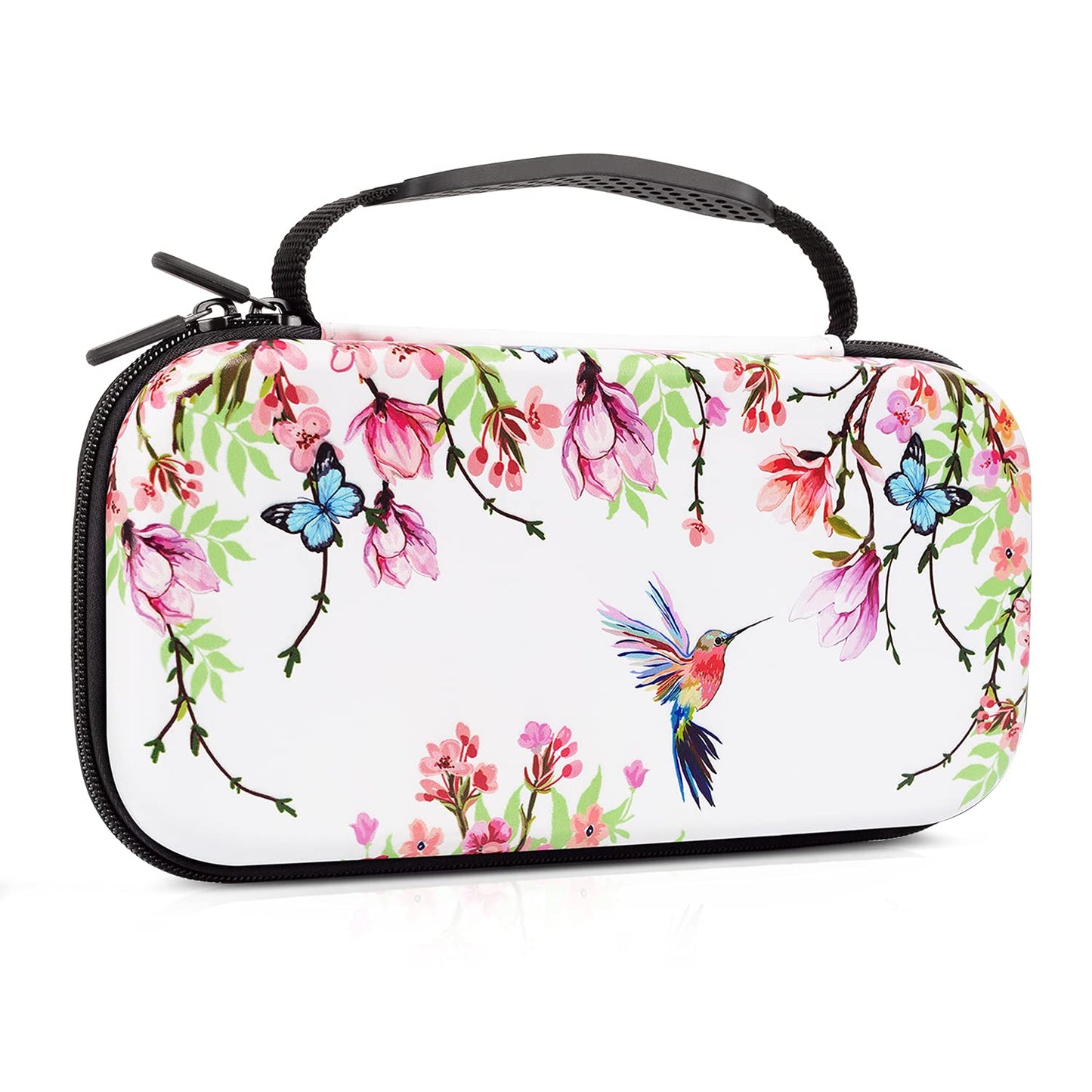 Nintendo Switch Case OLED Model 2021 Carry Case for Nintendo Switch Women Girls Travel Storage Shockproof Hard Shell Cases with 16 Game Card Slot for Nintendo Console Joy-Con&Accessories Flowers Bird
