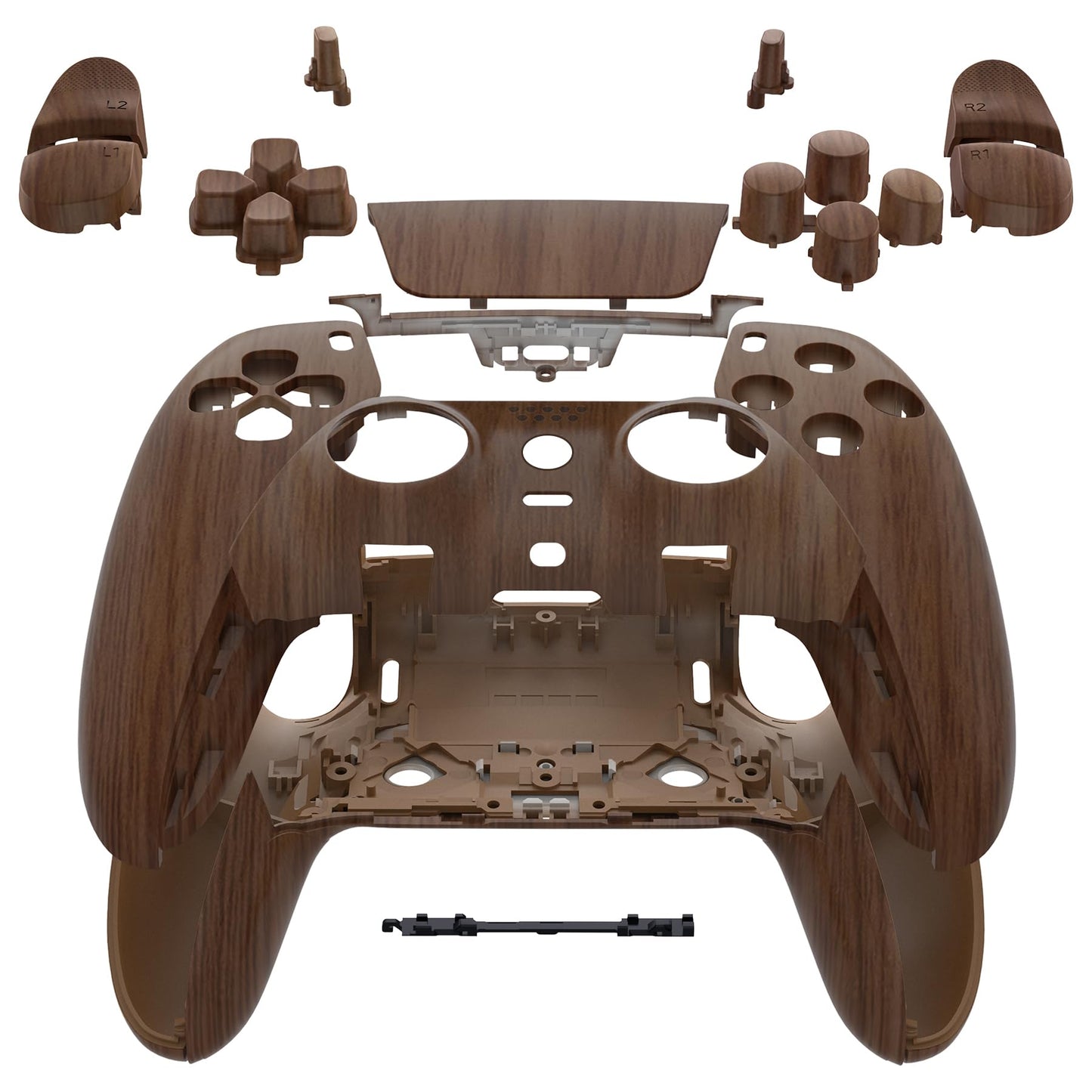 eXtremeRate Full Set Shell with Buttons Touchpad Cover Compatible with p s 5 Edge Controller Wood Grain Replacement Decorative Trim Shell Front Back Plates Compatible with p-s-5 Edge Controller