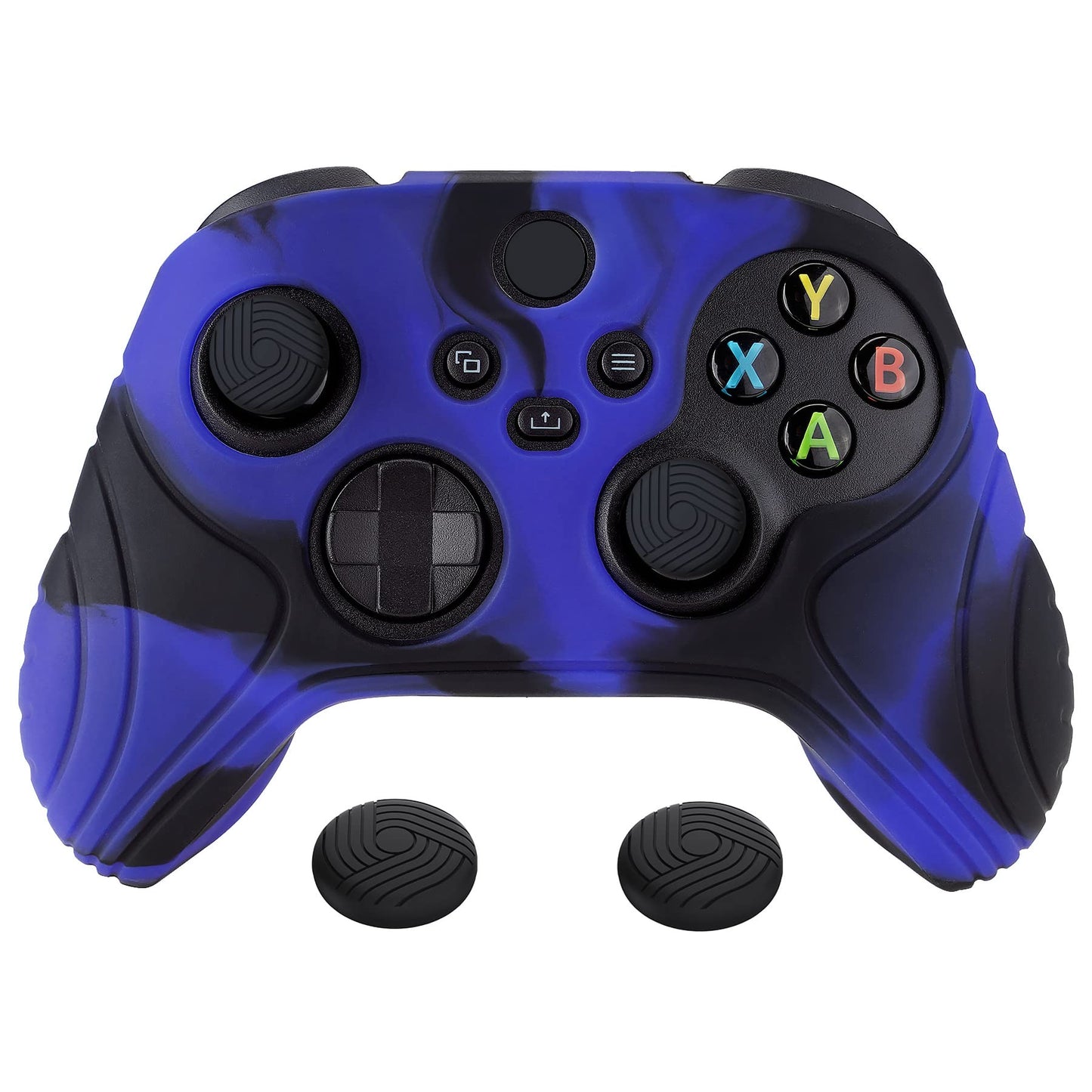 eXtremeRate PlayVital Samurai Edition Anti-slip Controller Grip Silicone Skin for Xbox Core Controller Ergonomic Protective Case Cover for Xbox Series S/X Controller w/Thumb Grips - Blue & Black