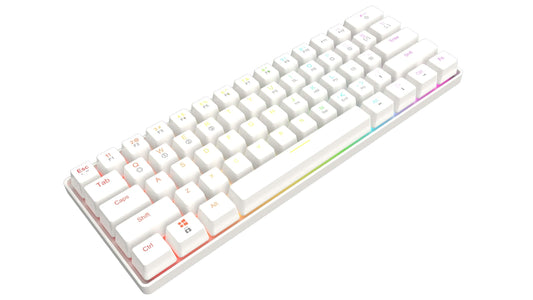 HK GAMING GK61 Mechanical Gaming Keyboard - 61 Keys RGB Backlit, Gateron Optical Silver, Wired, White