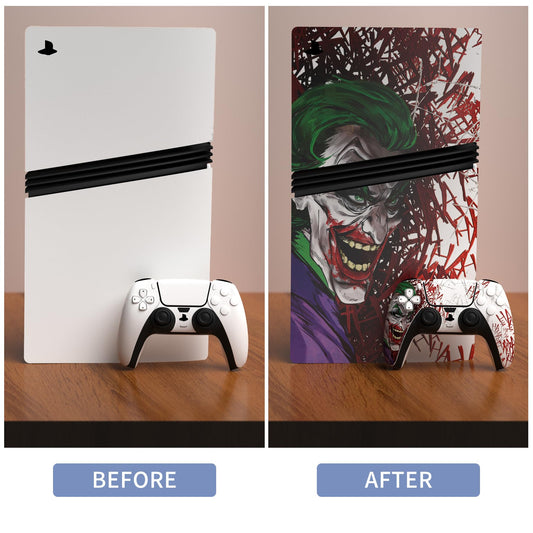 PlayVital PS5 Pro Skin Full Set - Protective Vinyl Decal, Anti-Scratch, Clown Hahaha Design for Console, Controller & Accessories