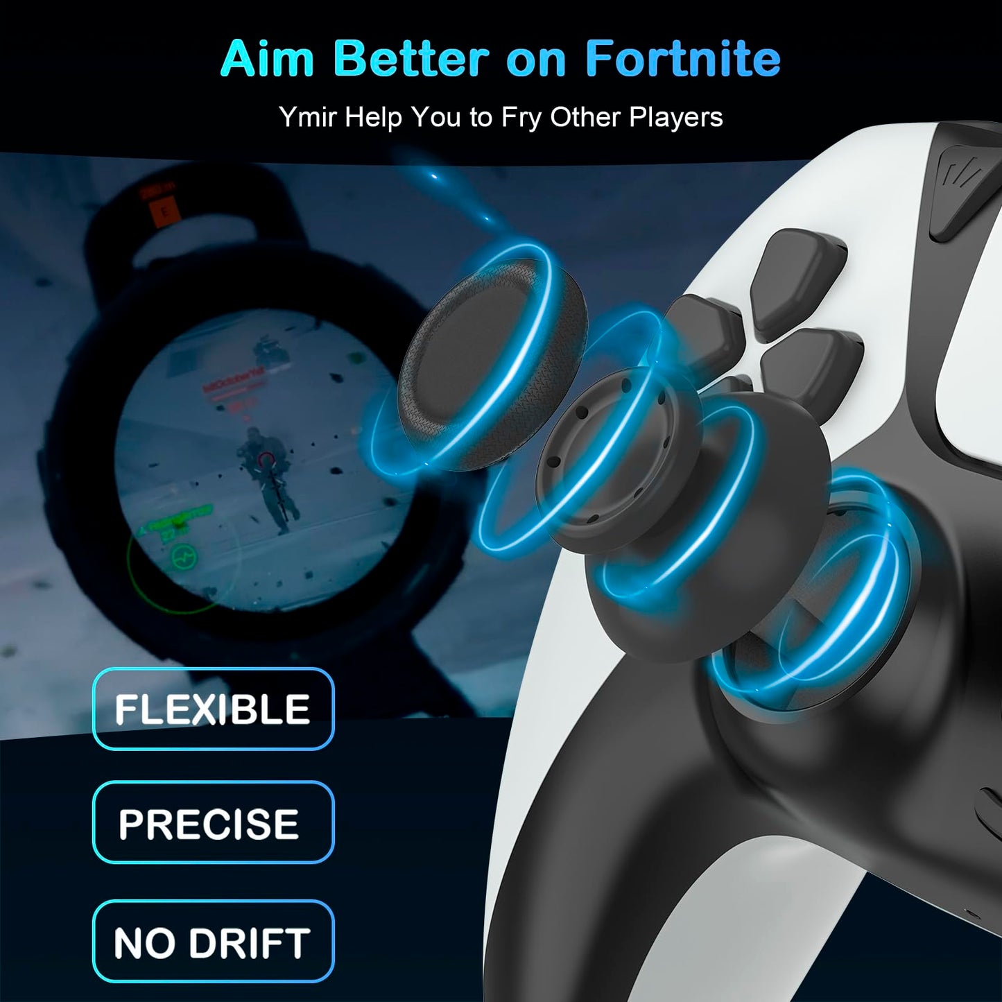 Enstixsm Ymir Luna Wireless Controller - Back Paddles, Turbo, No Drift, for PC & Fire TV - Model 5f8c829a, Black White