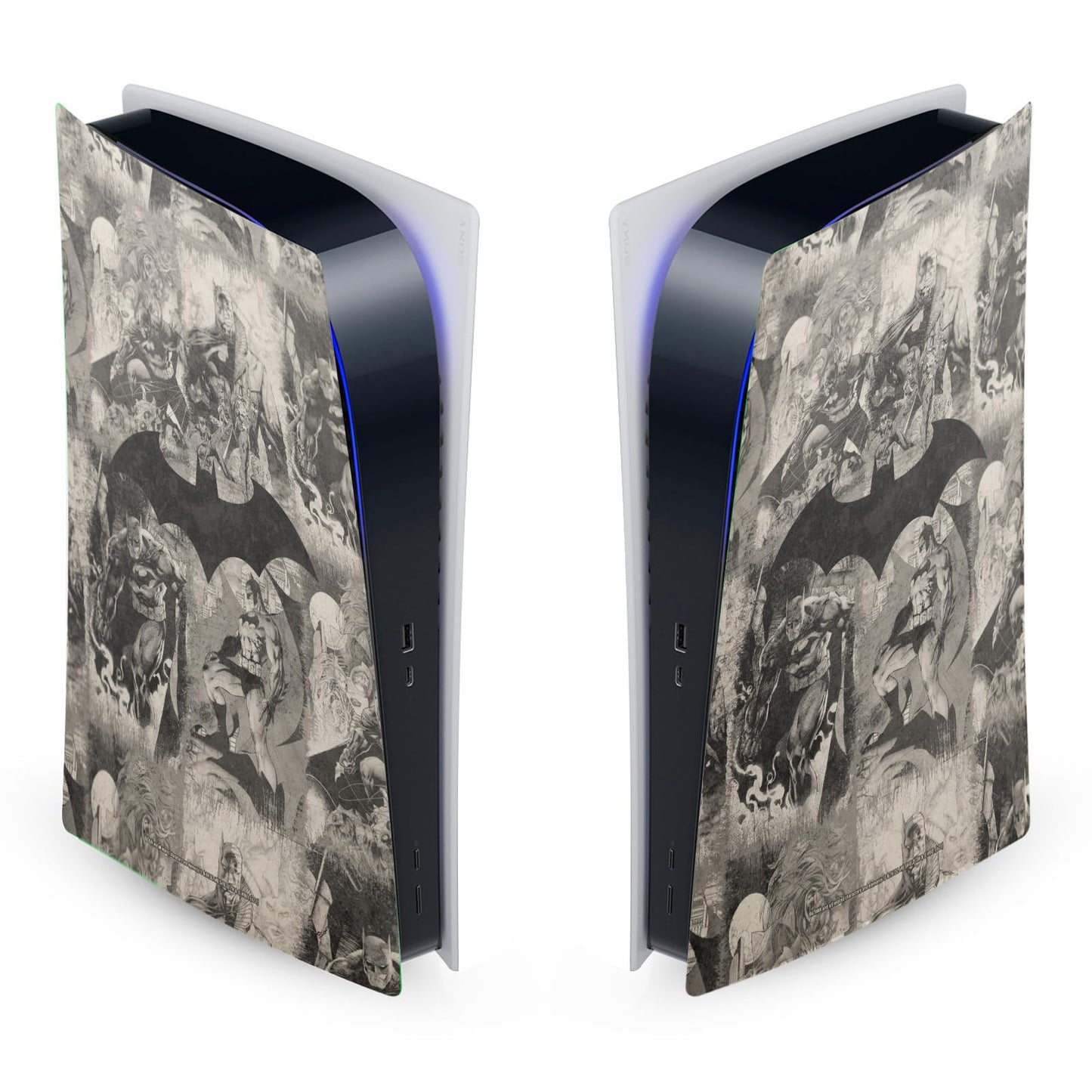 Head Case Designs Officially Licensed Batman DC Comics Collage Distressed Logos And Comic Book Vinyl Faceplate Sticker Gaming Skin Decal Compatible With Sony PlayStation 5 PS5 Digital Edition Console