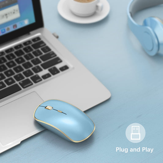 JOYACCESS Wireless Mouse - 5 DPI Levels, Silent, Blue, Model XRF-M1B-BU for Laptop, MacBook, Chromebook, PC