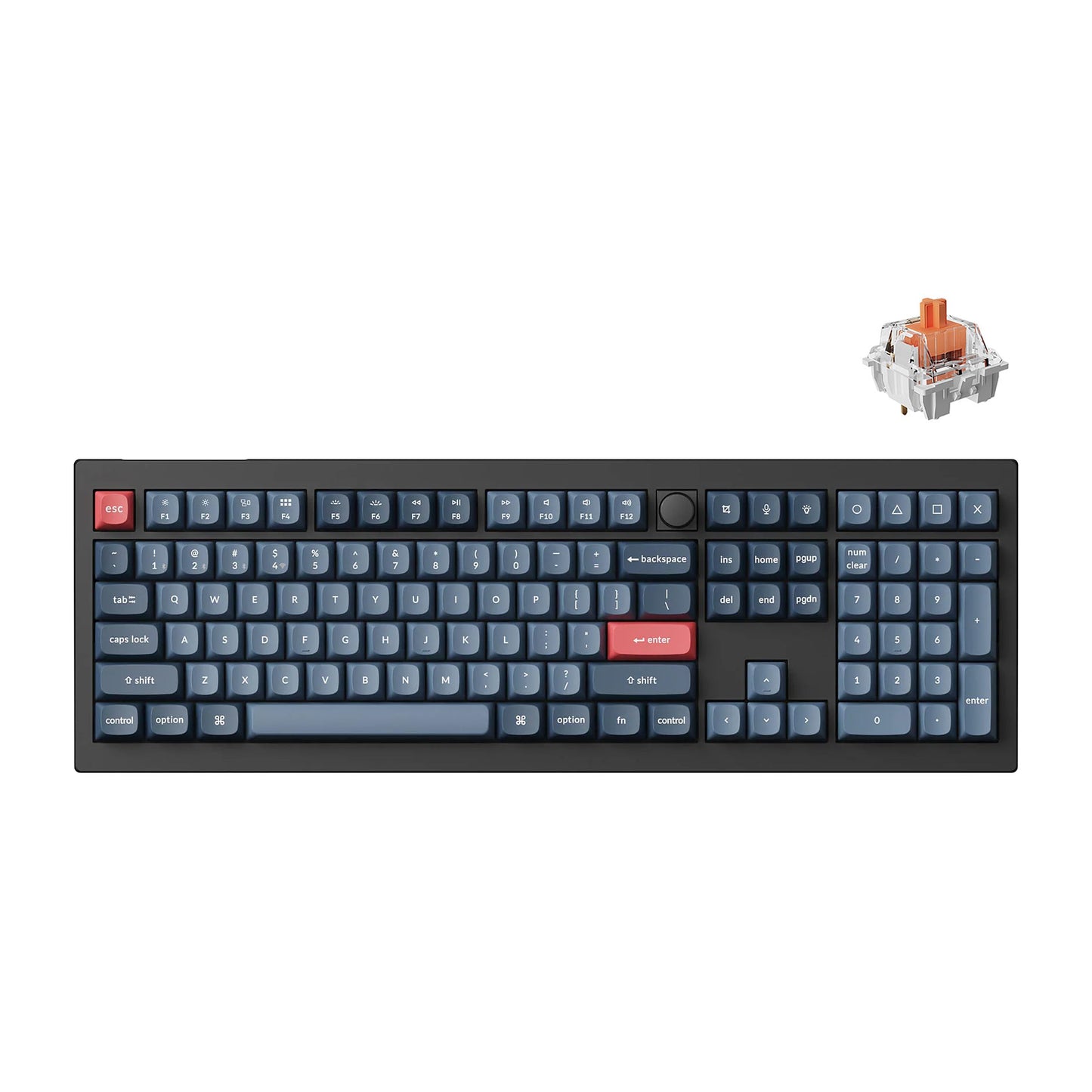 Keychron V6 Max Wireless Custom Mechanical Keyboard 2.4 GHz Bluetooth 5.1 QMK Full-Size Layout RGB with Hot-swappable Silent Red Switch Compatible with Mac Windows Linux