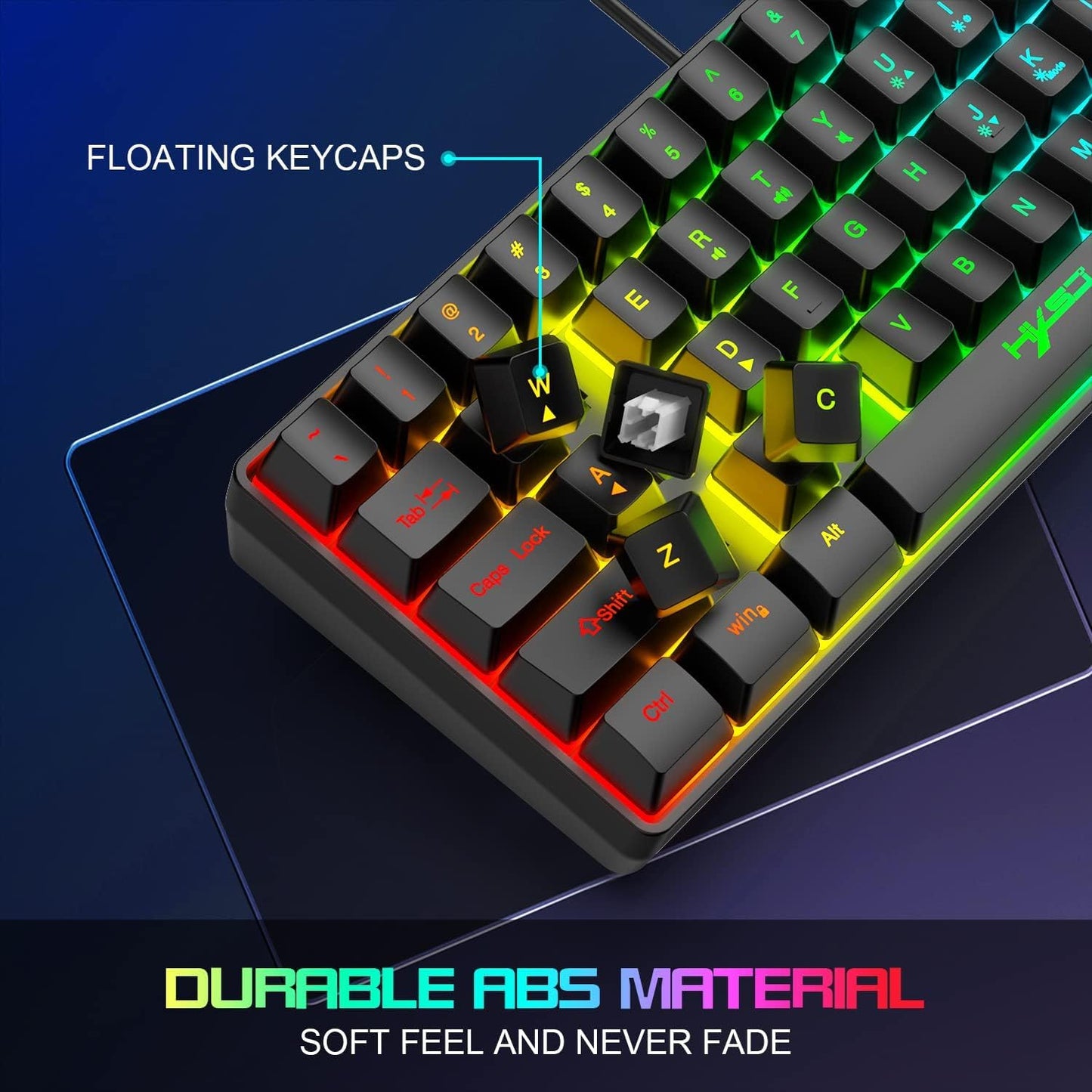SELORSS Gaming RGB Keyboard & Mouse Combo - 61 Keys USB Wired, 6400 DPI, Compact Design, CV-combo for PC, PS4, Nintendo Gamers