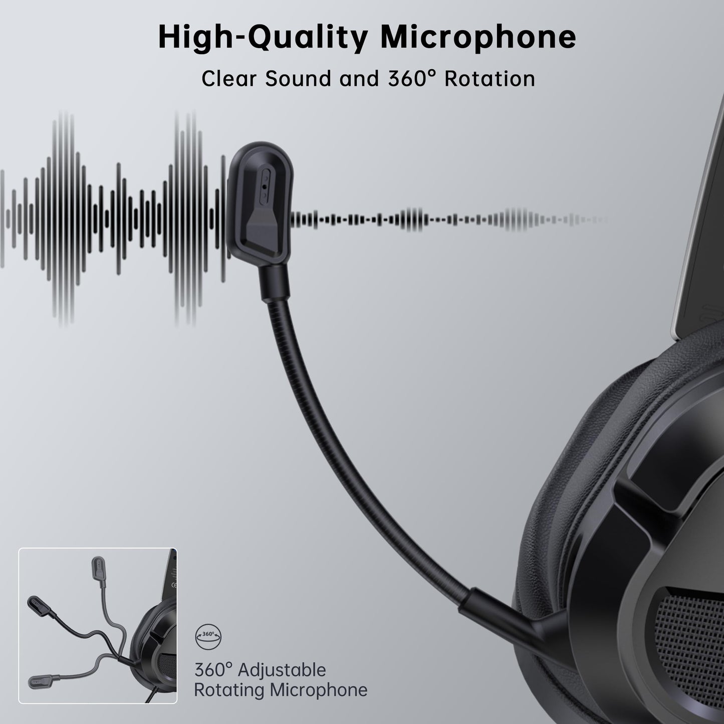 Rumoon Gaming Headset, CM7009 Model, 3.5mm Splitter, Clear Mic, Blue, Compatible with PS5/PS4/Xbox/PC, 207g,