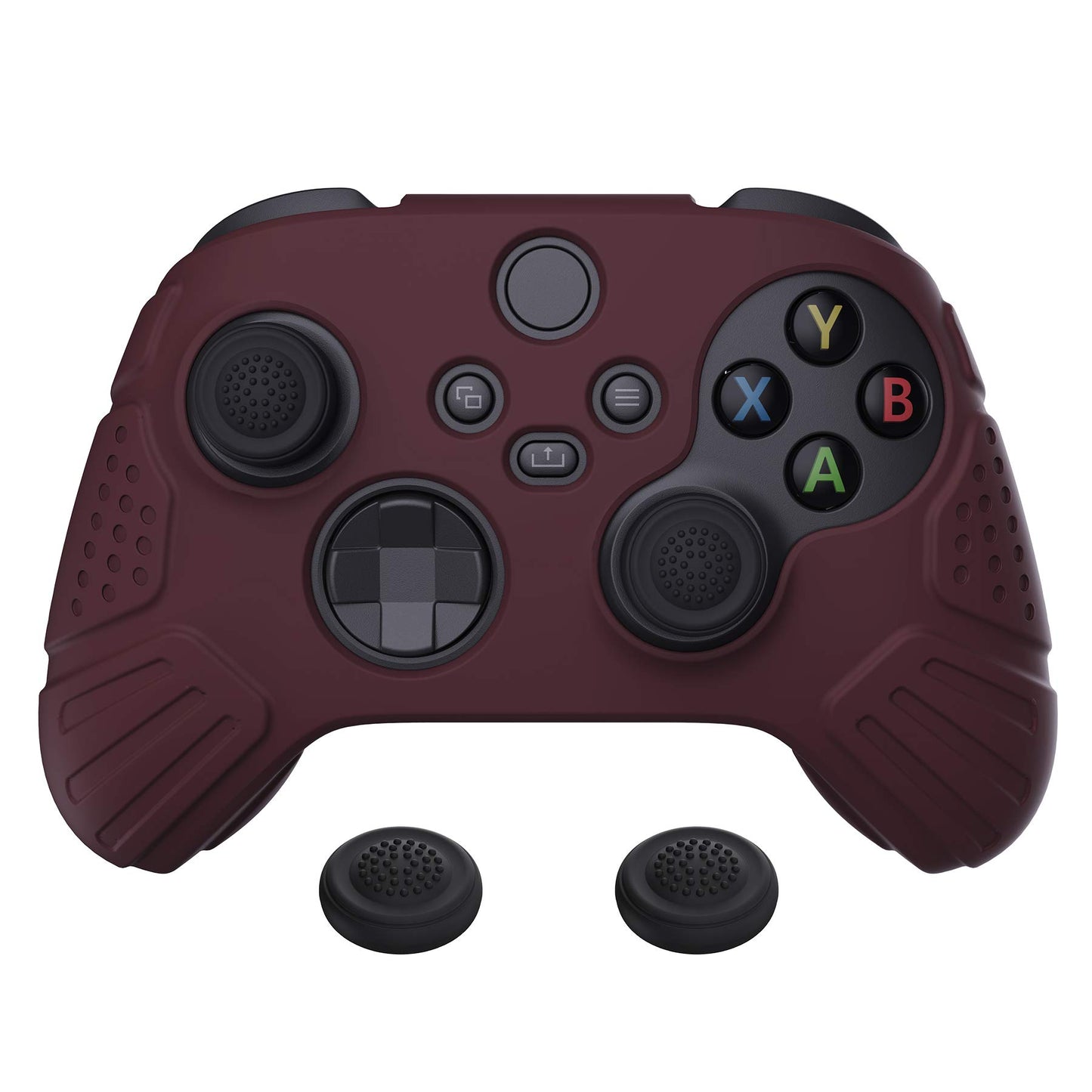 eXtremeRate PlayVital Guardian Edition Wine Red Ergonomic Soft Anti-slip Controller Silicone Case Cover for Xbox Series X/S Rubber Protector Skins with Joystick Cap for Xbox Core Wireless Controller