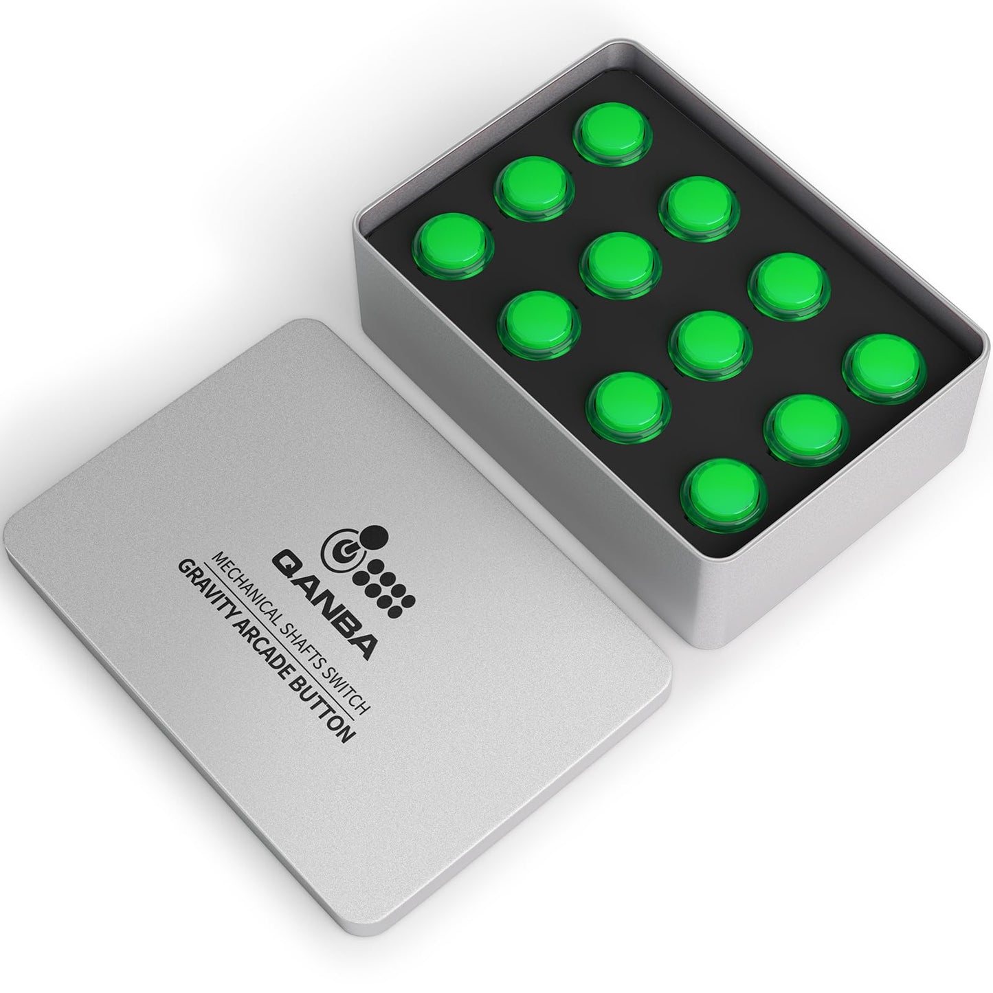 Qanba Gravity KS Mechanical Shafts Silent Pushbutton 24mm Snap-in (Boxed (Clear Green E05(12 pcs)