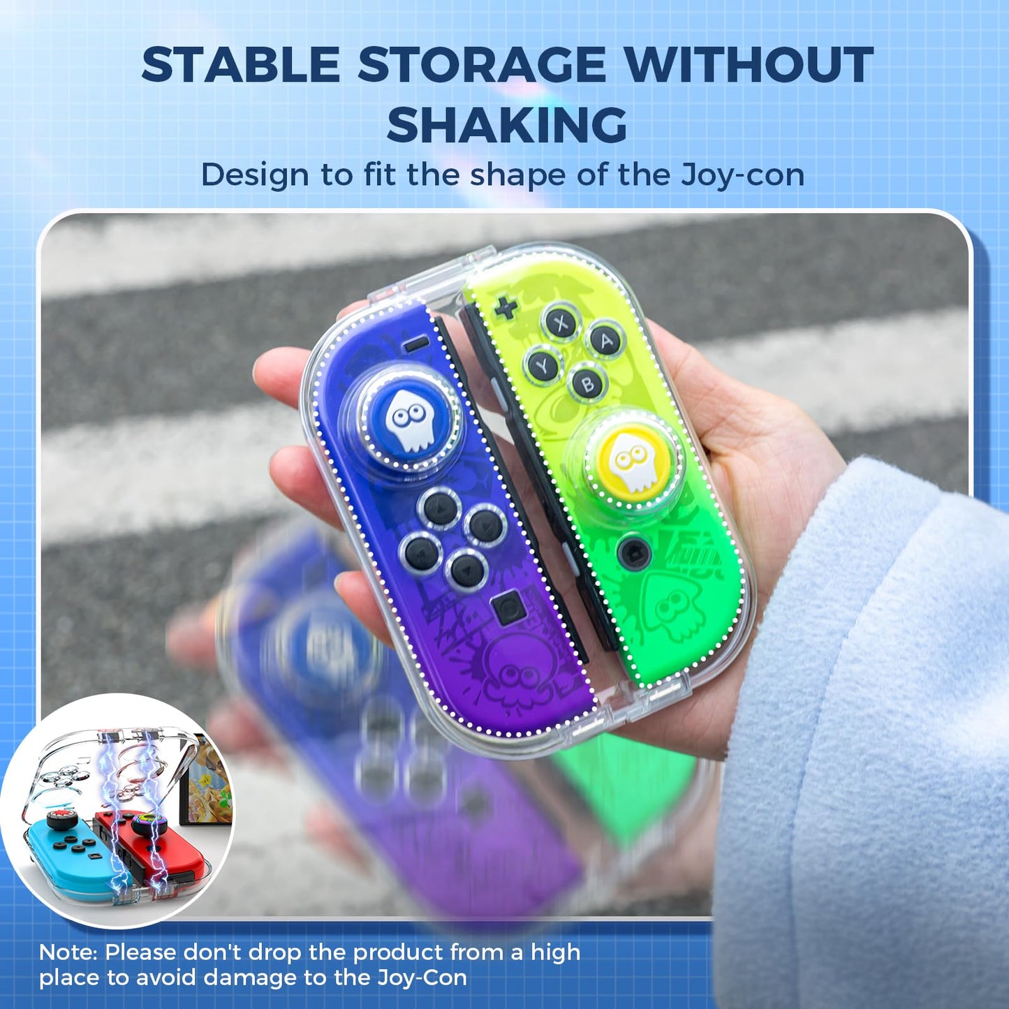 IINE Joy-Con Storage Case - Portable Dust-Proof Box for Nintendo Switch, Transparent Shell, Model L954