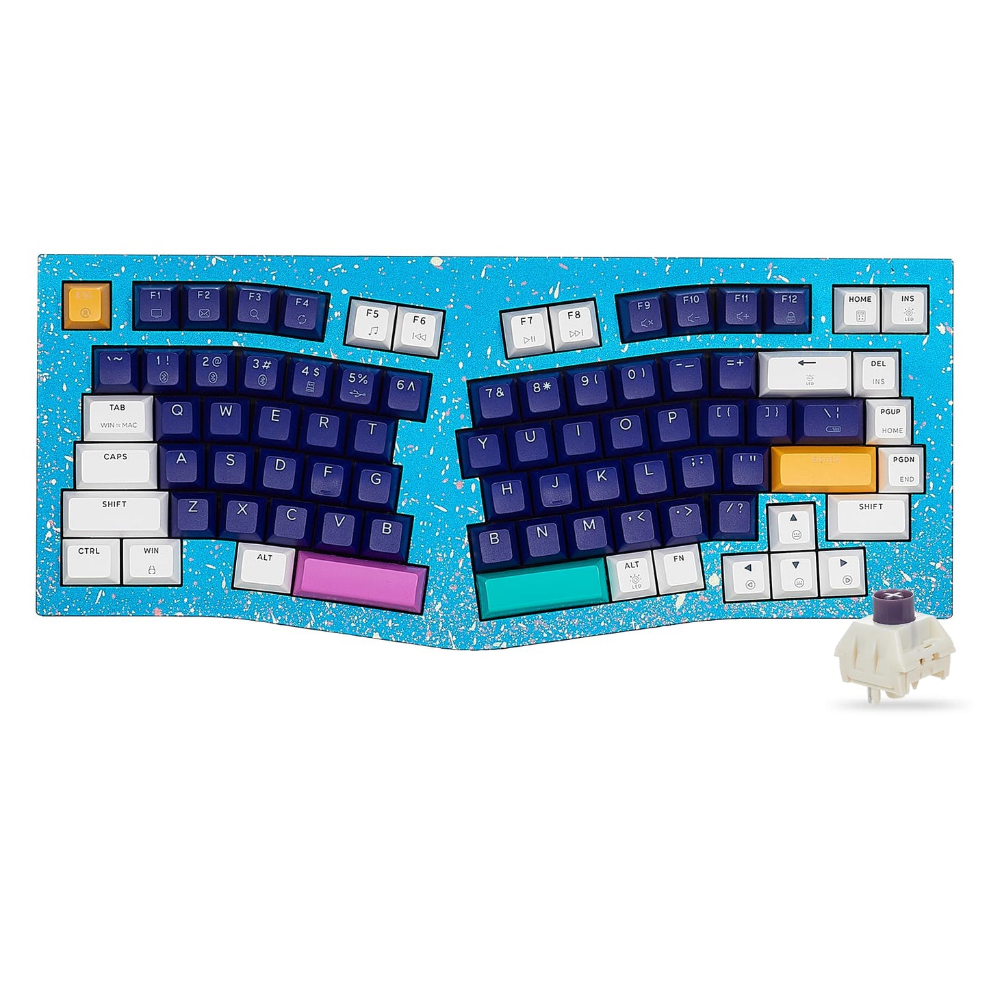 Hexgears F2 Alice83 Aluminum Custom Mechanical Keyboard Split 83 Keys Alice Layout Ergonomic Keyboard Hot Swappable Creamy Linear Switch BT5.0/2.4GHz/USB-C RGB Backlit for Win/Mac (Color Blue)