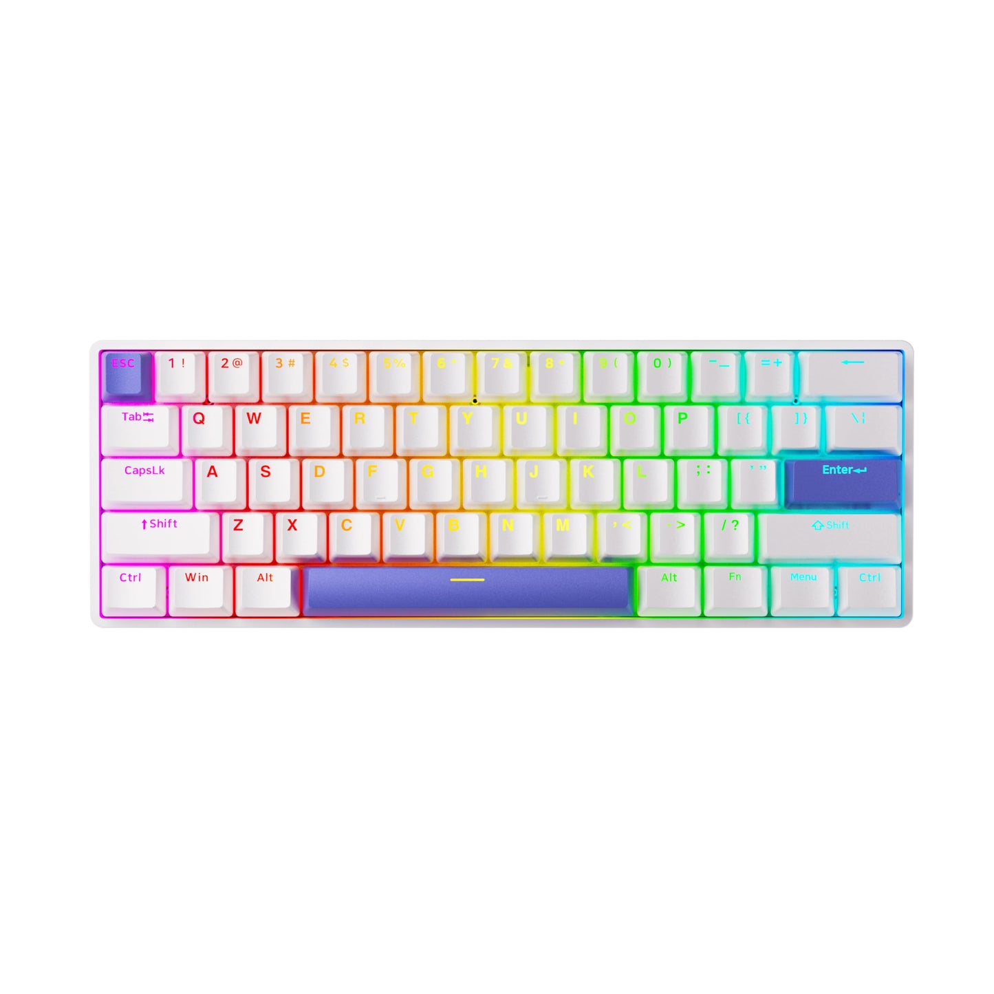 DrunkDeer G60 Rapid Activate Mechanical Gaming Keyboard TKL Magnetic Switch Keyboard RGB PBT Keycaps Compact 60% Layout 61Keys USB Wired,White