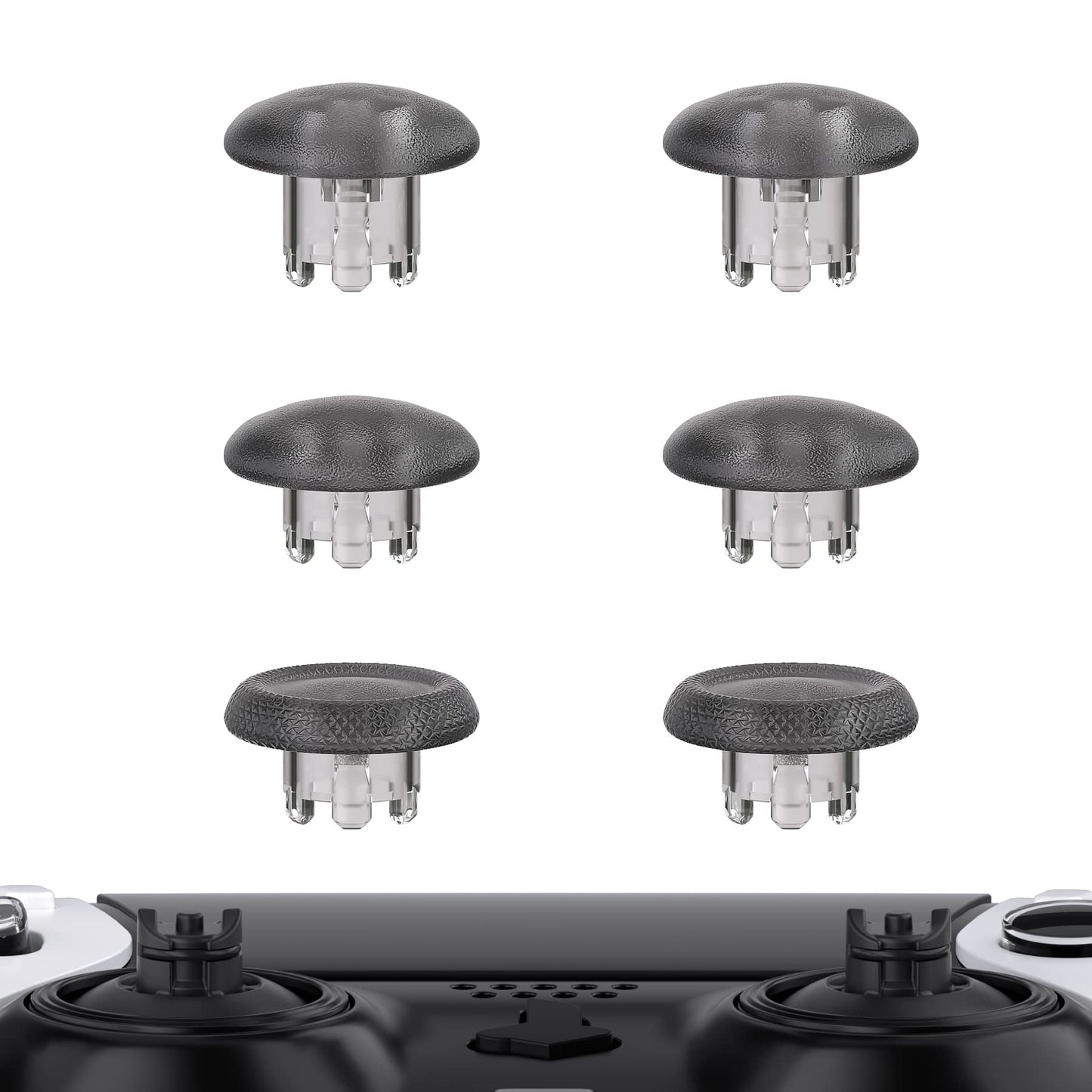 eXtremeRate Clear Black Replacement Swappable Thumbsticks for PS5 Edge Controller, Custom Interchangeable Analog Stick Joystick