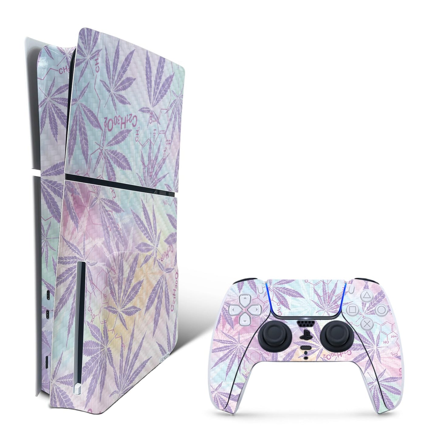 MightySkins Carbon Fiber Skin for PS5 Playstation 5 Slim Disc Edition Bundle - Pastel Mary Protective Durable Textured Carbon Fiber Finish Easy to Apply Made in The USA