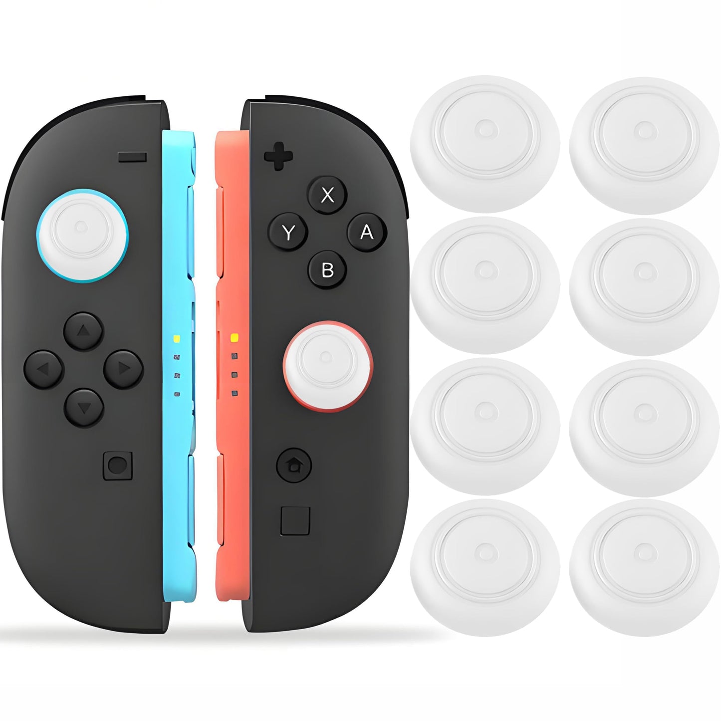 QUBAMG 8 Pack Thumb Grips for Nintendo Switch 2 (2025)& Pro Controller-Silicone Joystick Covers & Button Caps-Anti-Slip Ergonomic Stick Accessories for Joycon White