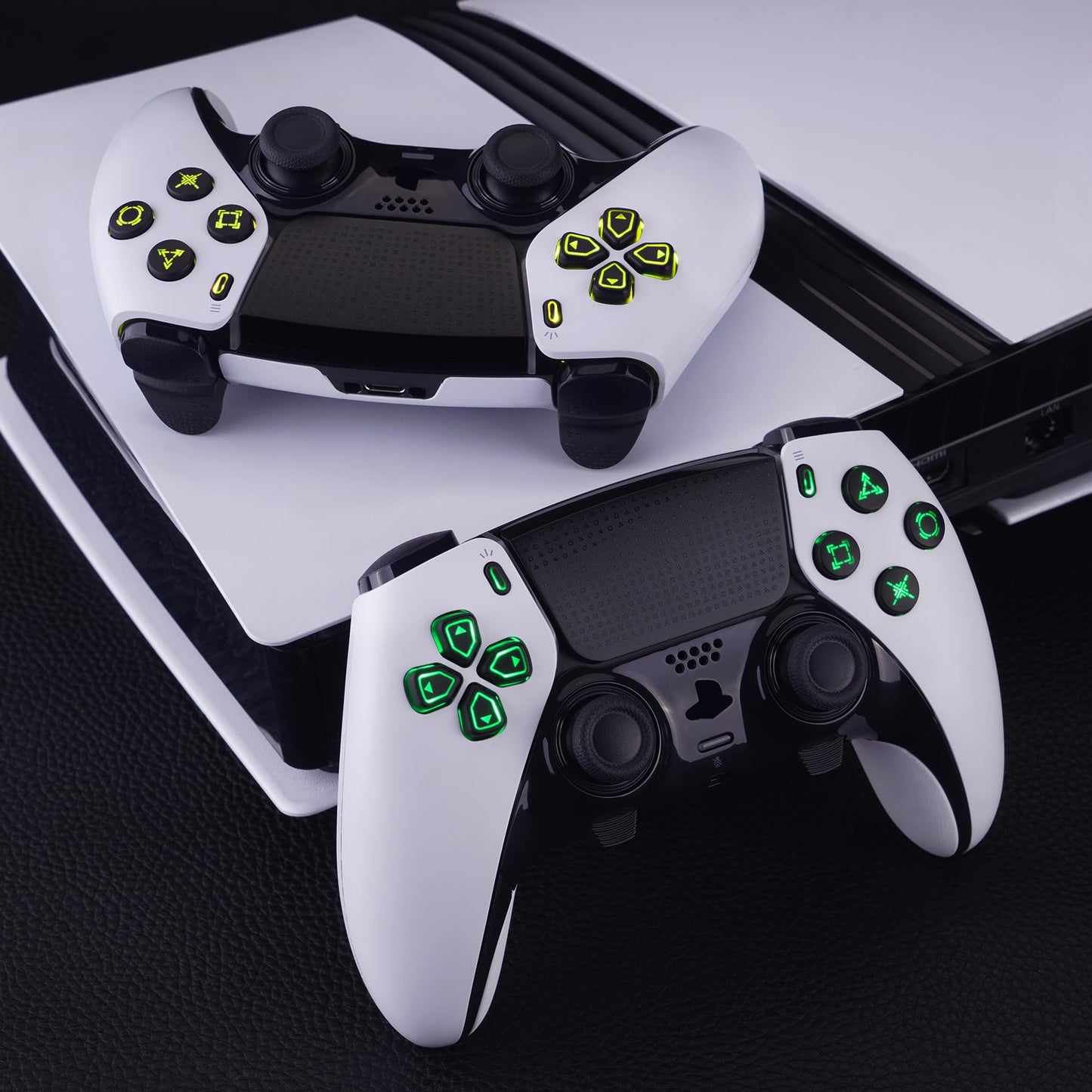 eXtremeRate PS5 Edge D-pad LED Kit - Multi-Colors, 7 Colors & 9 Effects, Black Classical Symbols Buttons