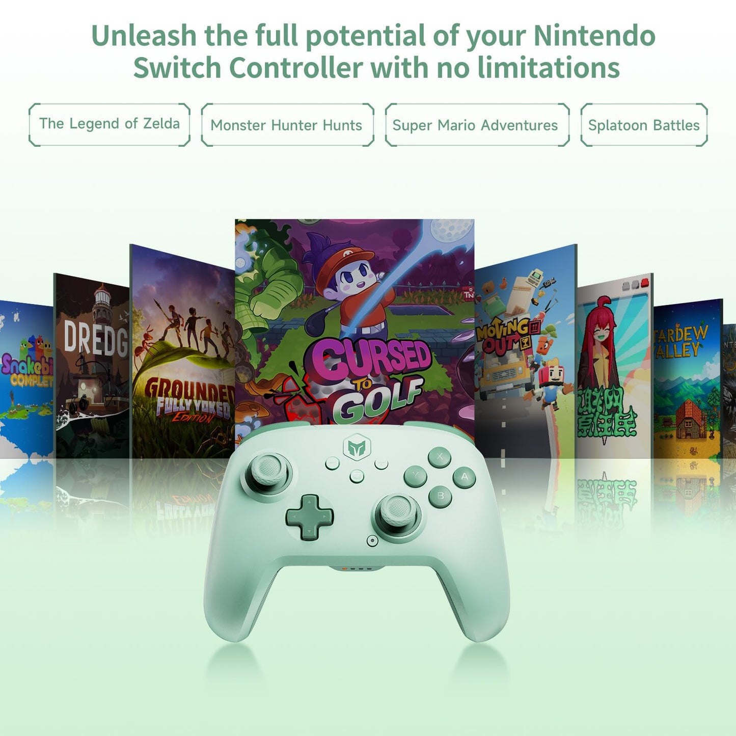 Black Shark BIGBIG WON Wireless Gaming Controller, 6-Axis Gyro, Dual Shock, Macro Programming, Bluetooth, CHOCO-Green