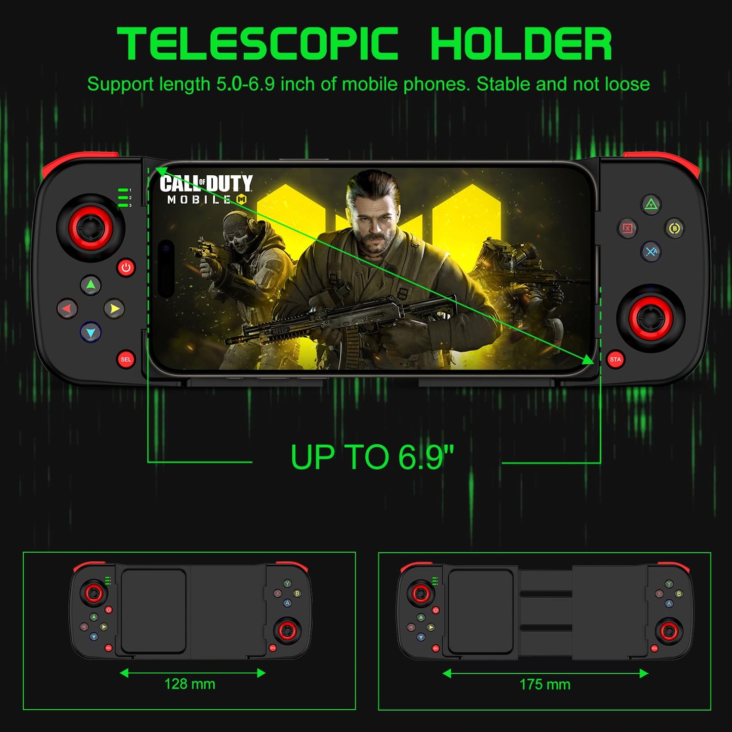 Joso Wireless Game Controller - Bluetooth Gamepad for iOS, Android, PC - Black