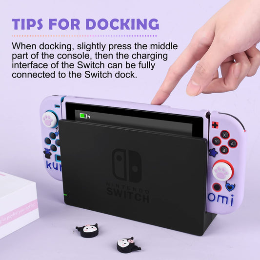 DLseego Little Devil Rabbit Switch Case - Soft TPU Shockproof Cover with Bunny & Cat Paw Grips - Purple