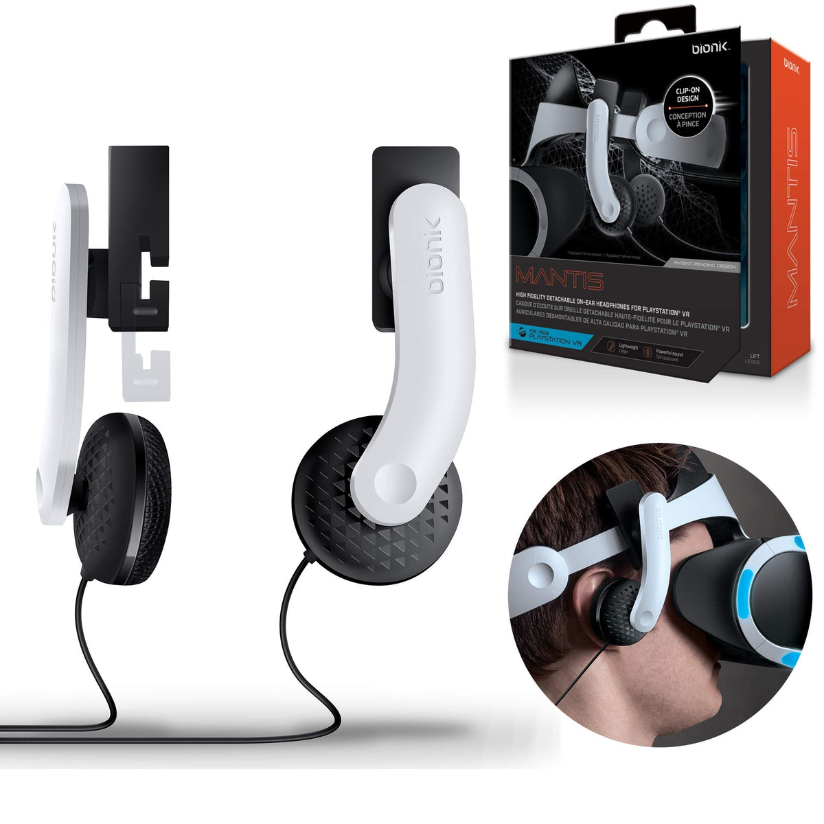 Bionik Mantis Attachable VR Headphones: Compatible with PlayStation VR Adjustable Design Connects Directly to PSVR Hi-Fi Sound Sleek Design Easy Installation