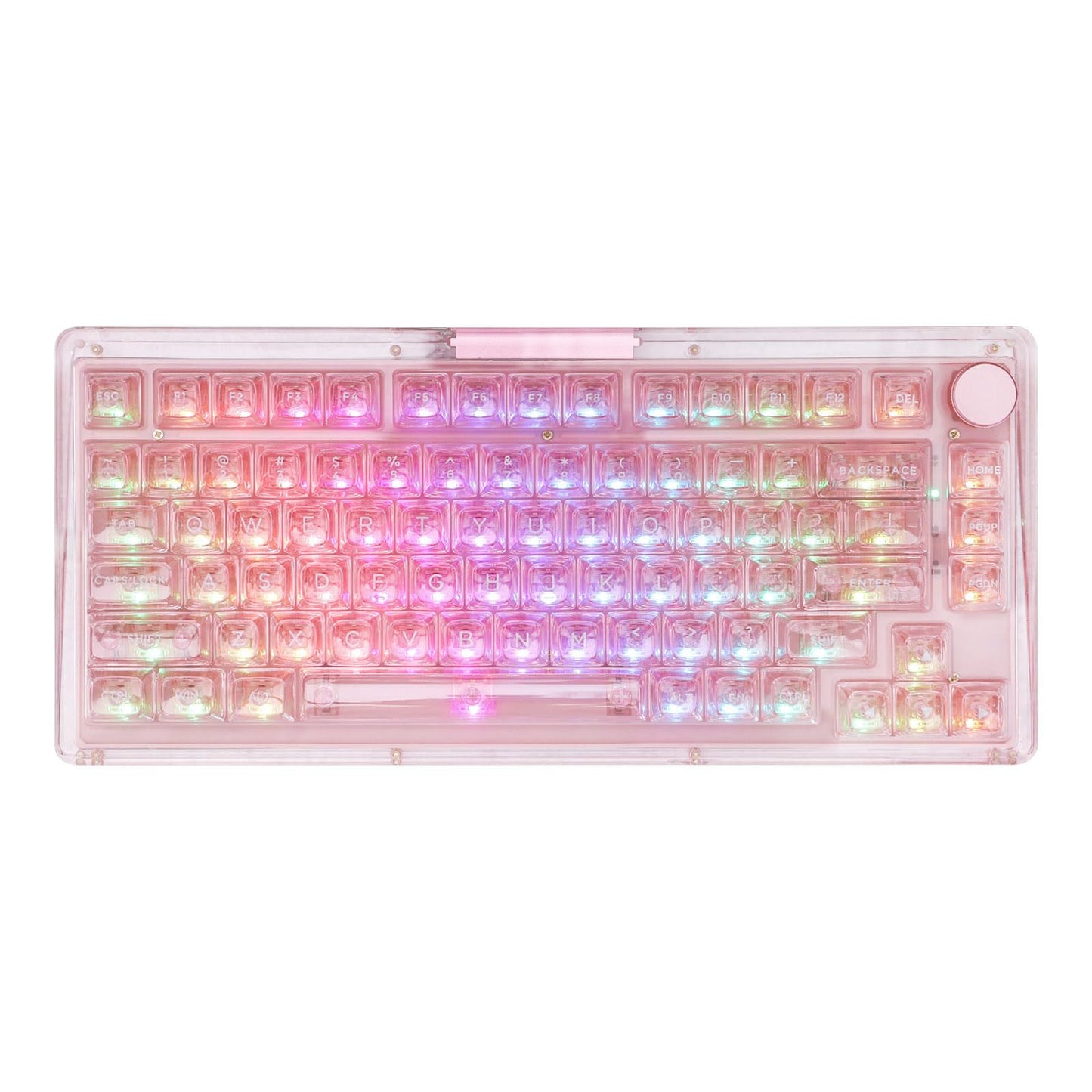 KiiBoom Phantom 81 75% Transparent Mechanical Gaming Keyboard Hot Swappable Custom Gasket Keyboard with RGB Backlit Clear Keycap Rechargeable Battery Triple Mode for Win/Mac (Phantom 81 V3 Pink)