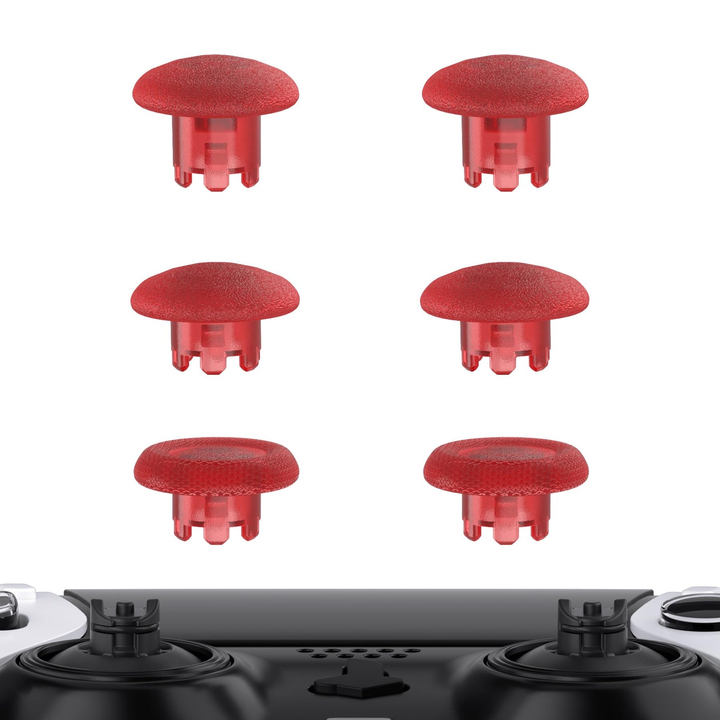 eXtremeRate Clear Red Replacement Swappable Thumbsticks for PS5 Edge Controller Custom Interchangeable Analog Stick Joystick Caps for PS5 Edge Controller - Controller & Thumbstick Base NOT Included