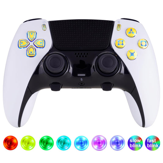 eXtremeRate PS5 Edge Controller D-pad & Action Button Kit - 7 Colors, 9 Effects, Chrome Gold