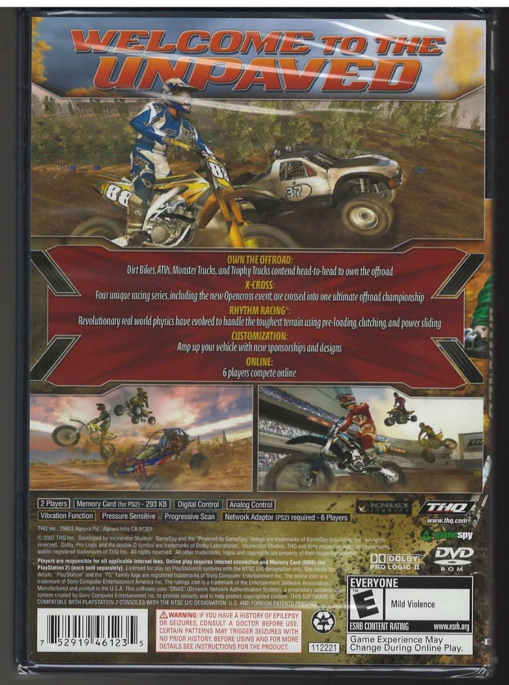 THQ Mx Vs ATV Untamed - PlayStation 2 Game, Model 46123, Off-Road Racing Adventure