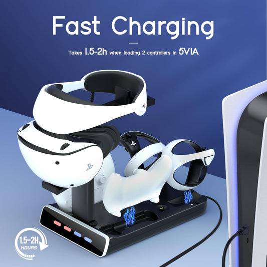 bainenjia 3-in-1 Controller Charging Dock for PSVR2 & PS5, LED Light, Multi Function Showcase Stand, PSVR Stand