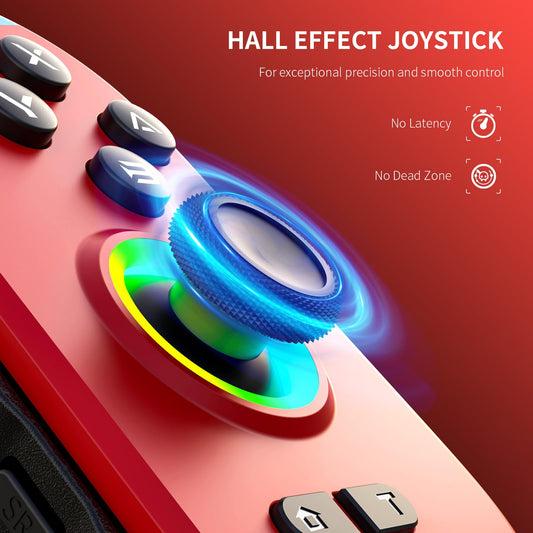AceGamer DuoShadow Wireless Joy-Pad for Nintendo Switch, Red&Blue, Hall Effect Joystick, Programmable, RGB Light, Ergonomic Grip