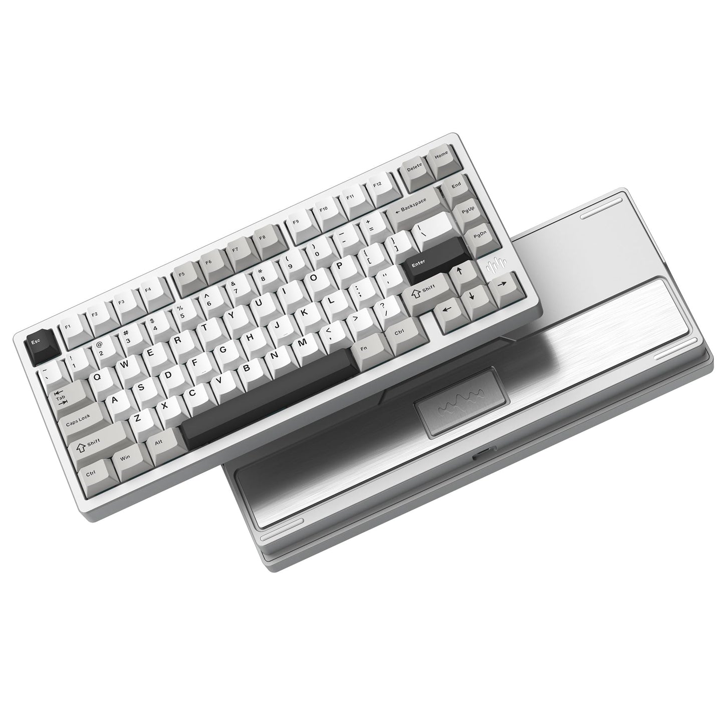 Womier RD75 Pro 75% Wireless Gaming Keyboard Quick Release Aluminum Keyboard QMK/VIA Tri-Mode Mechanical Key Board Custom Hot Swappable with RGB Creamy for Windows/Mac/PC - Silver