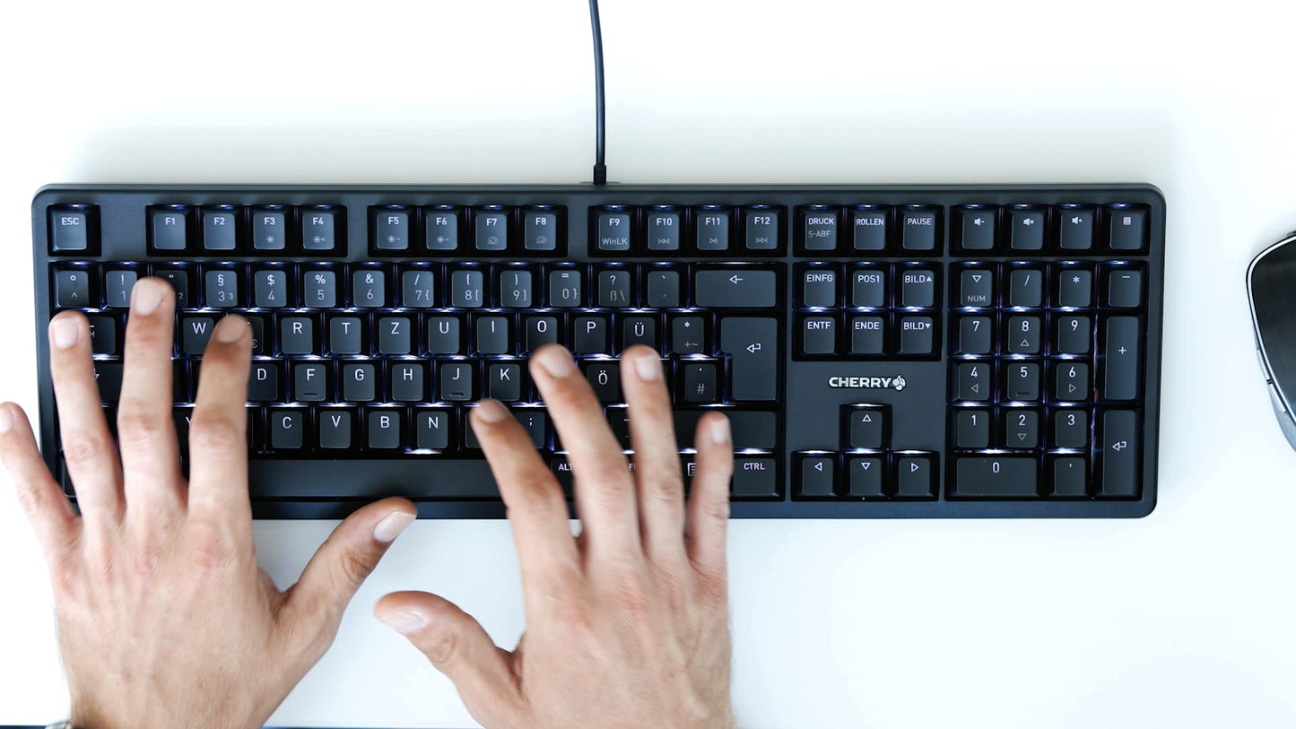 Cherry MX RGB Mechanical Keyboard G80-3000N - MX Red Silent Switch, Full Size, Black for Typists & Programmers