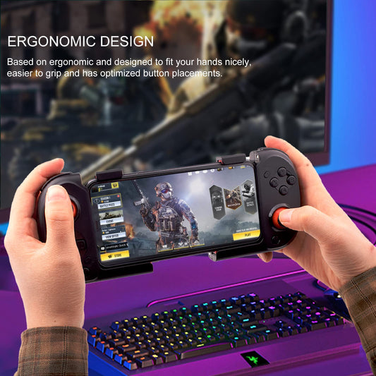 Joso Mobile Gaming Controller - One-Handed Bluetooth Gamepad for iPhone 14/13/12, Android, PC - Black