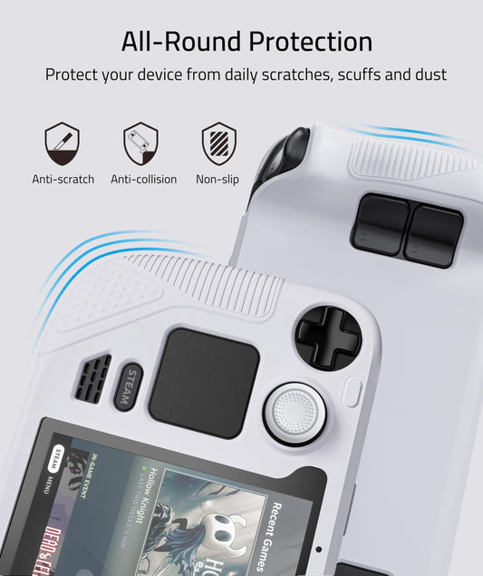 Syntech Steam Deck Protective Case - Grayish White, Non-Slip Thumb Grips, 30×12×4cm, Model SYNM053W