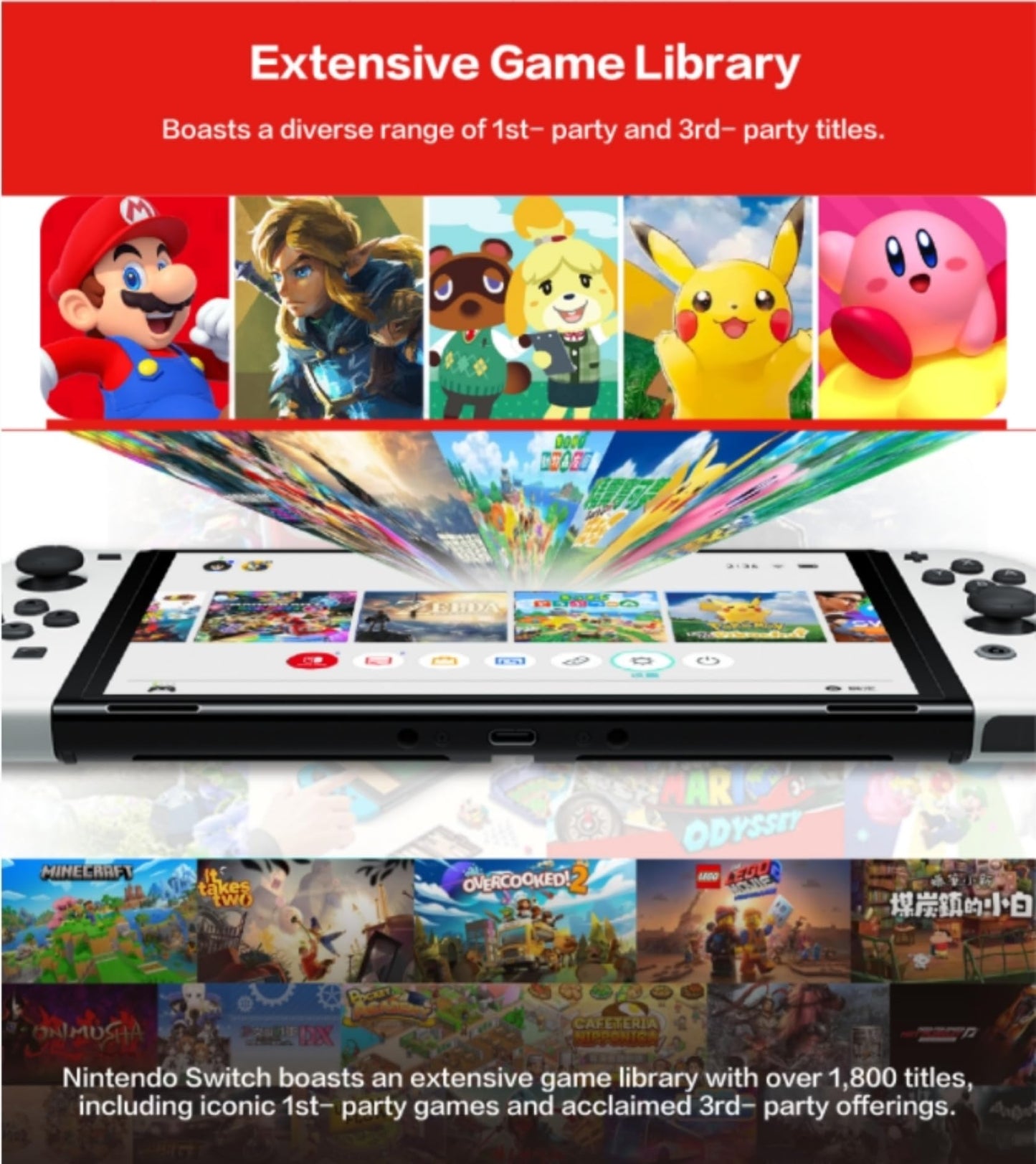 Nintendo Switch OLED Model - Neon Blue and Red Joy-Con, Extra 32GB Micro SD Card, Global Version