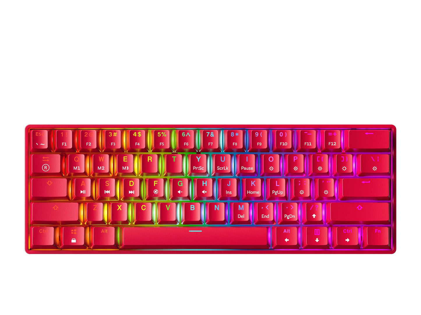 GK61 Mechanical Gaming Keyboard - 61 Keys Multi Color RGB Illuminated LED Backlit Wired Programmable for PC/Mac Gamer (Gateron Optical Red Red)