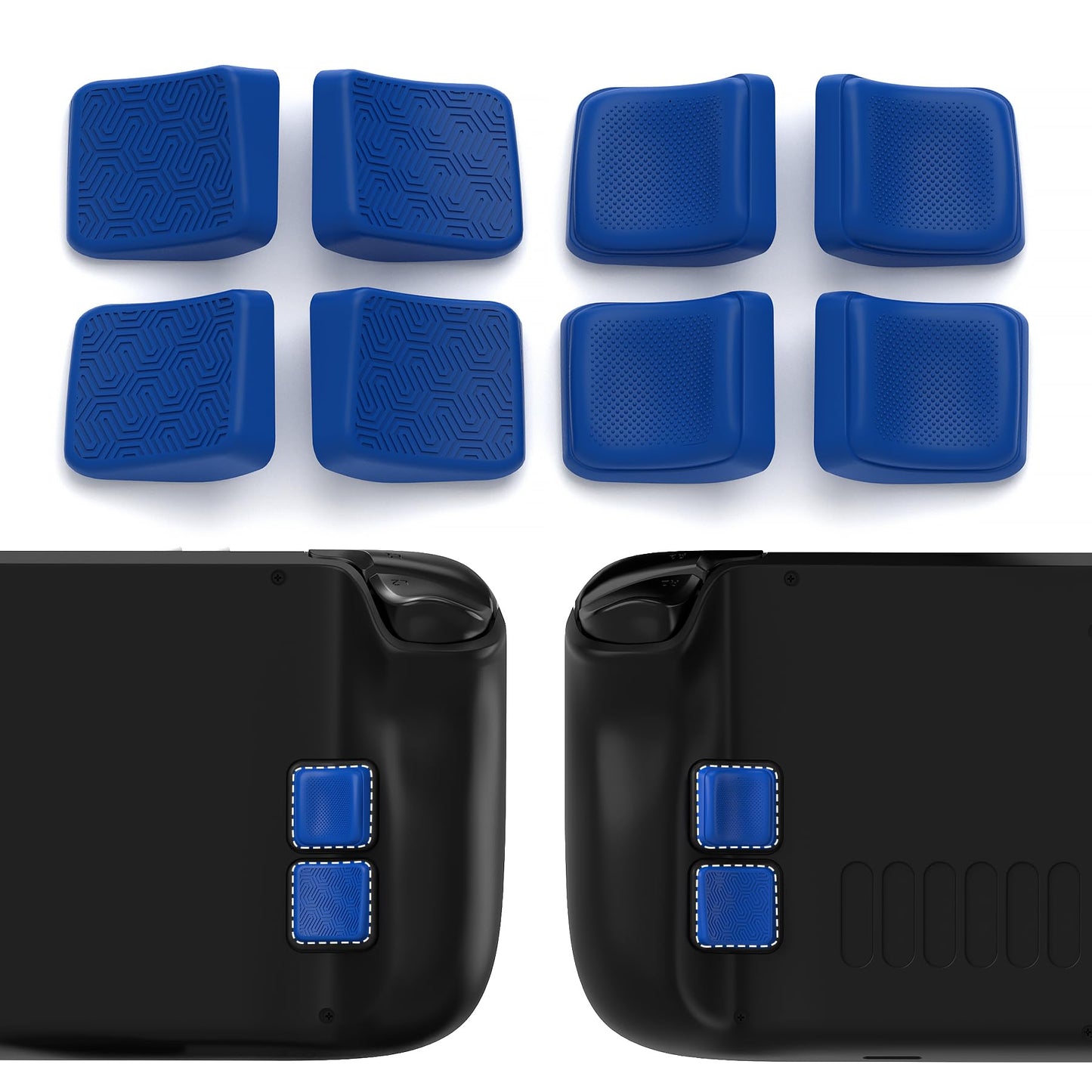 PlayVital Back Button Enhancement Set for Steam Deck LCD Grip Improvement Protection Kit for Steam Deck OLED - Mix Version Streamlined & Studded Design - Blue
