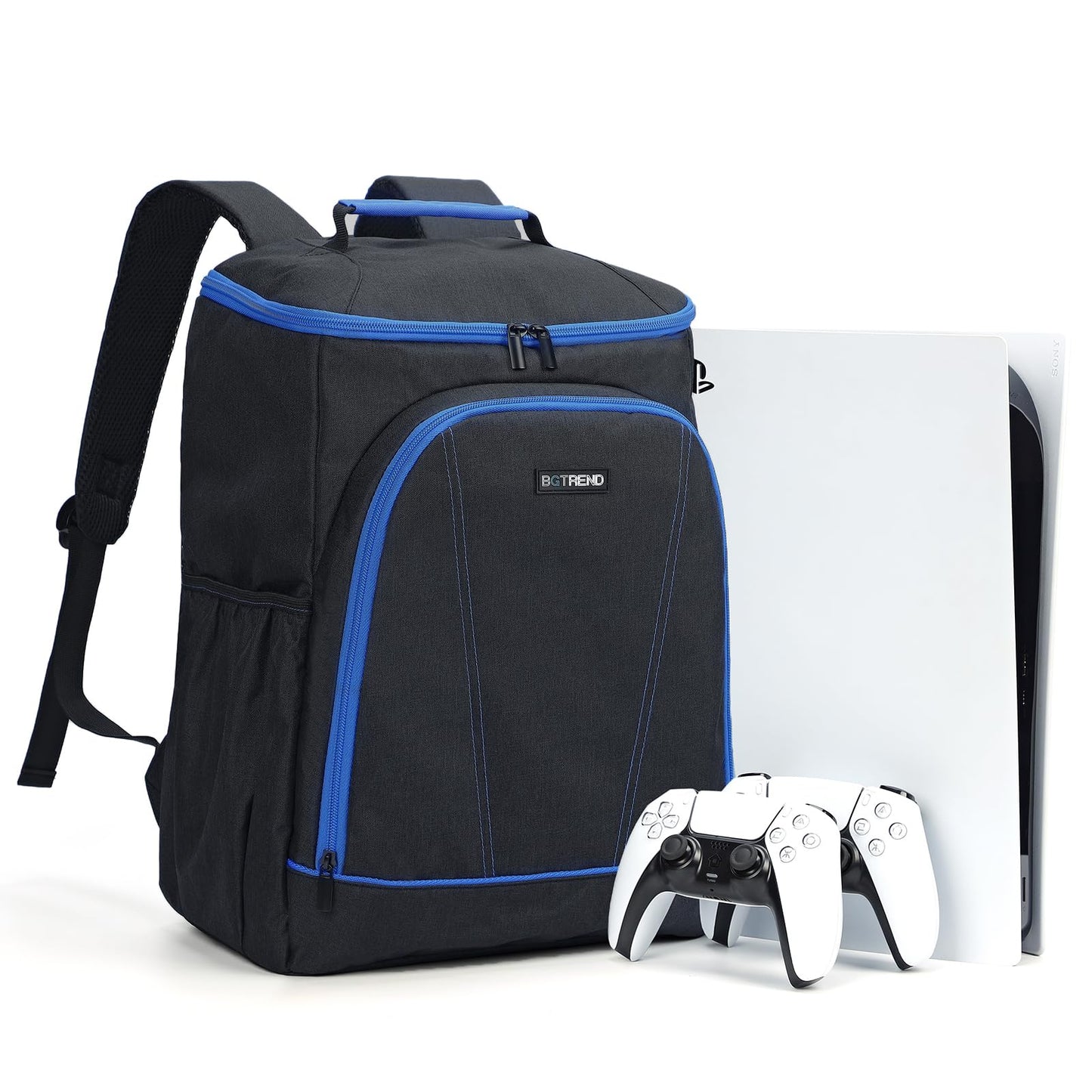 BGTREND PS5 Carrying Case Playstation Backpack Gaming Console Bag with Multiple Pockets for Accessories and 15.6 Laptop Portable for Travel and Storage Black