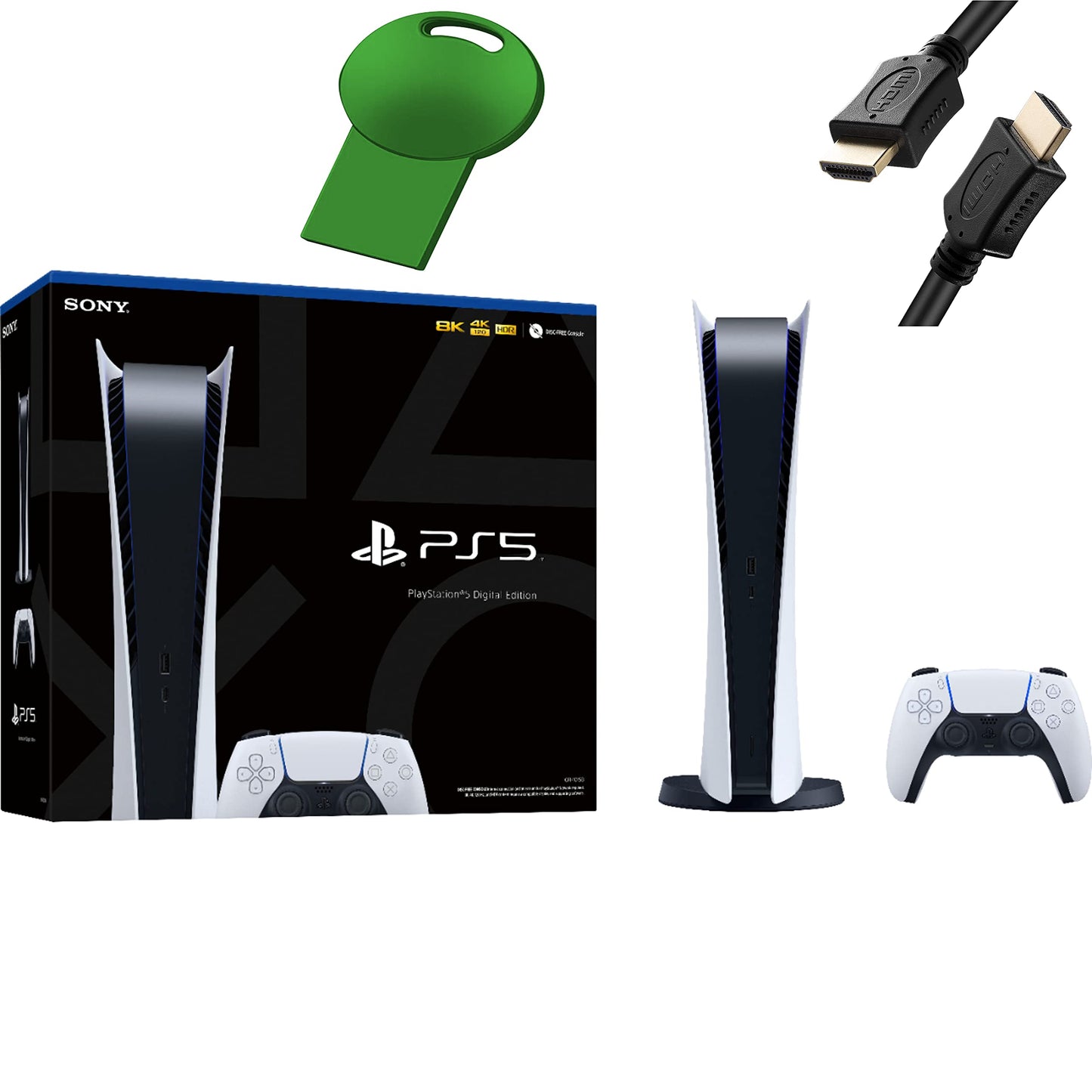 Sony PS5 PlayStation 5 Digital Edition Gaming Console + 1 Wireless Controller - 16GB GDDR6 Memory, 825GB SSD Storage - 32GB Gree