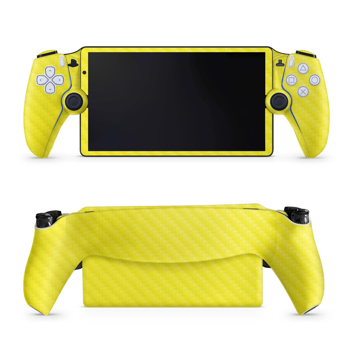 Carbon Fiber Gaming Skin Compatible with PS5 Portal Remote Player - Solid Yellow - fine 3M Vinyl Protective Wrap Decal Cover - Easy to Apply | Crafted in The USA by MightySkins