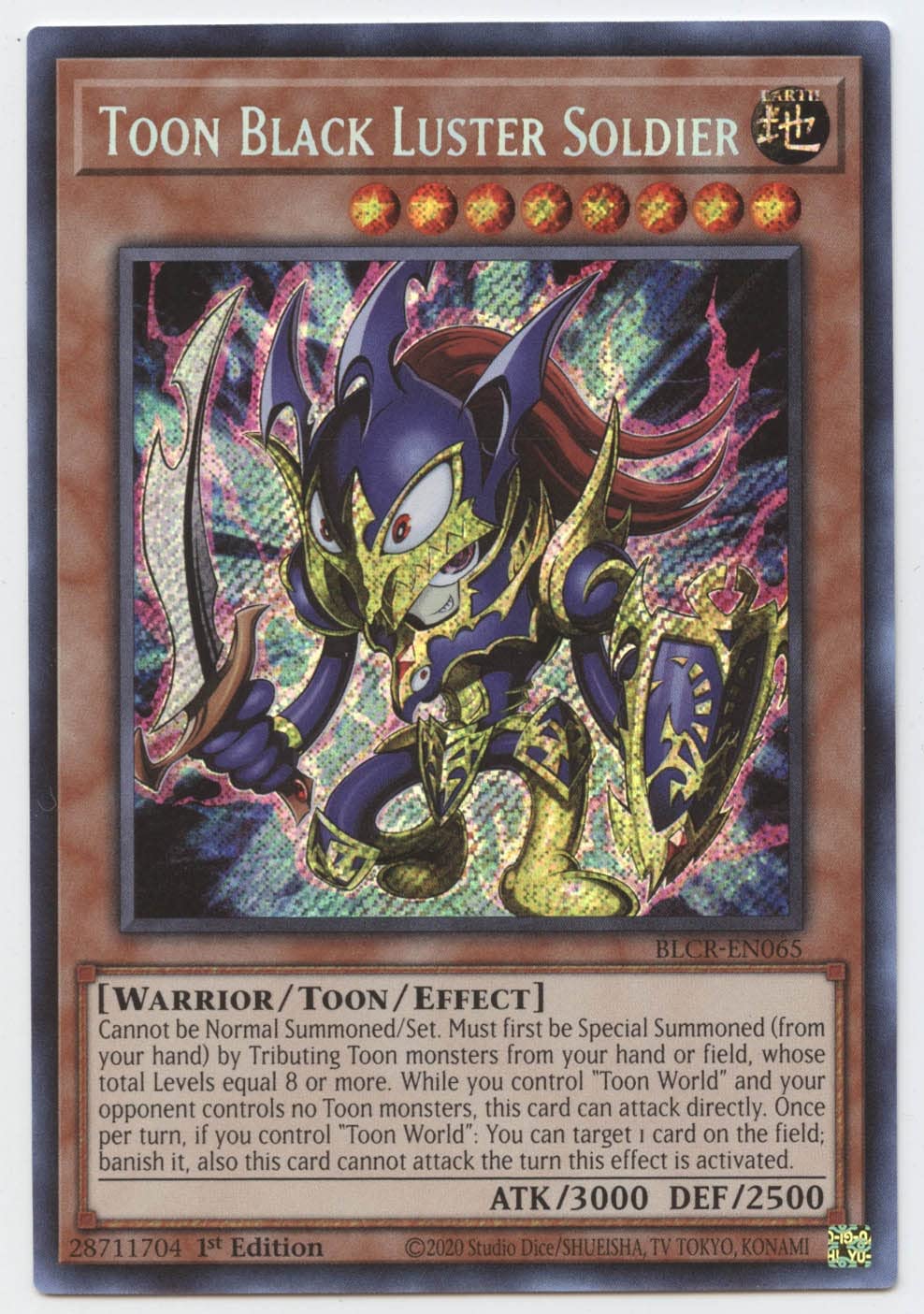 Yu-Gi-Oh! Toon Black Luster Soldier - Secret Rare - 1st Edition - BLCR-EN065